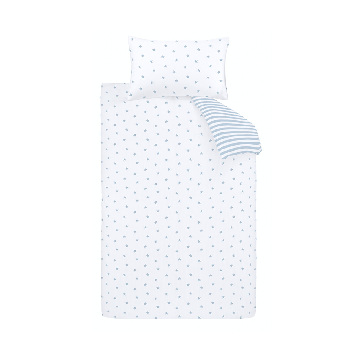Mini Star & Stripes Reversible Cotton Duvet Cover and Pillowcase Set blue, BIANCA FINE LINENS