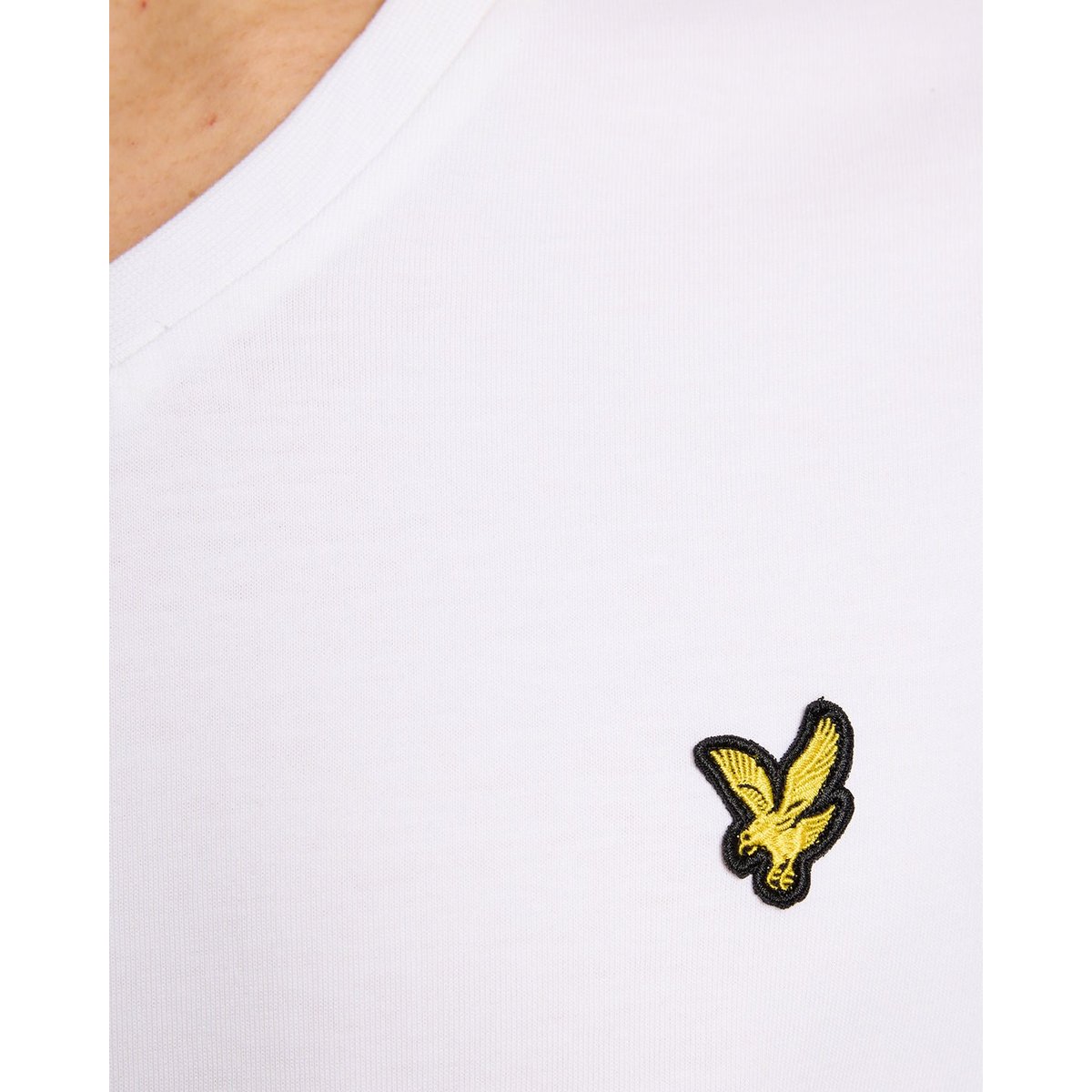T-shirt en coton col V blanc, LYLE & SCOTT