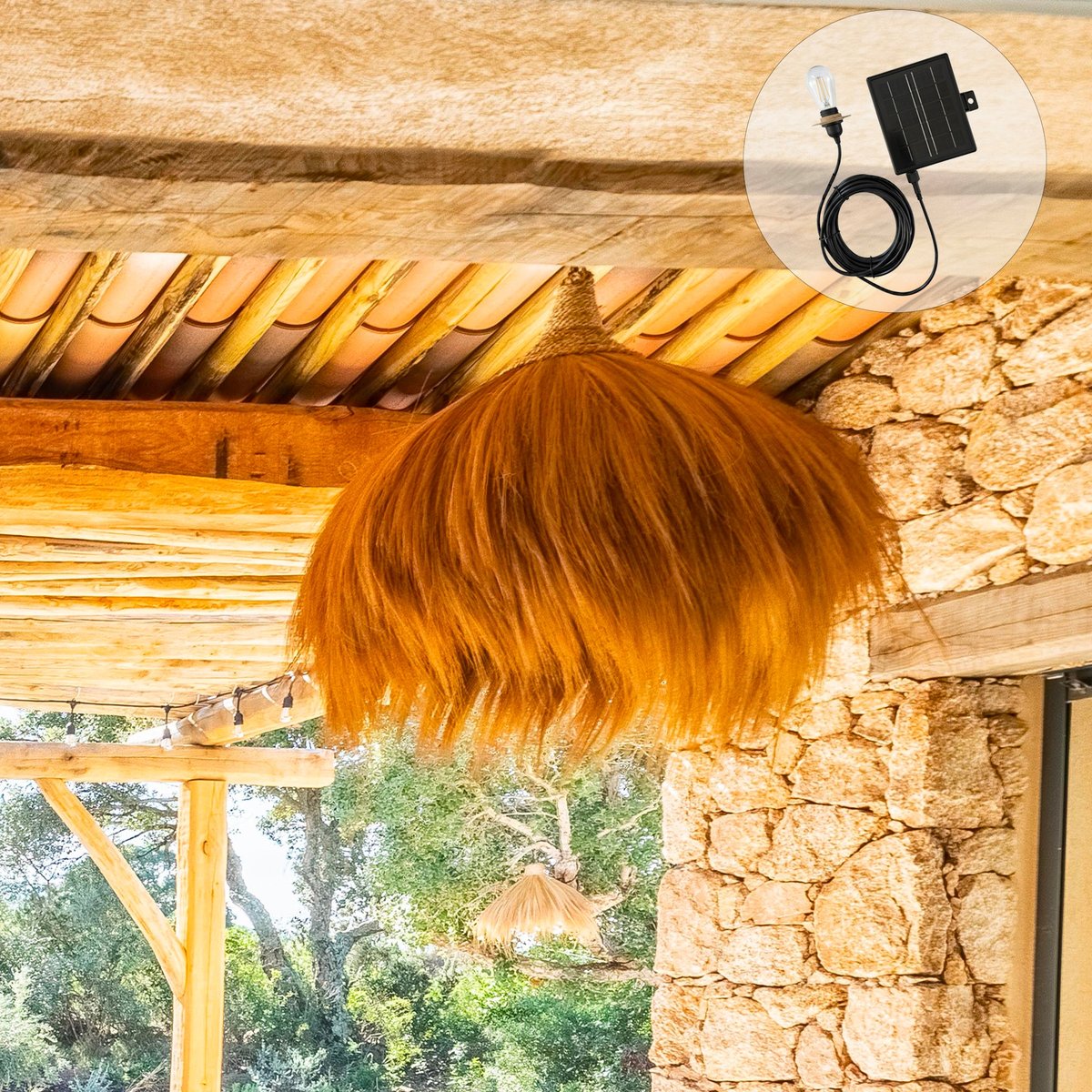 Suspension solaire BIG MASAI SOLAR beige, LUMISKY