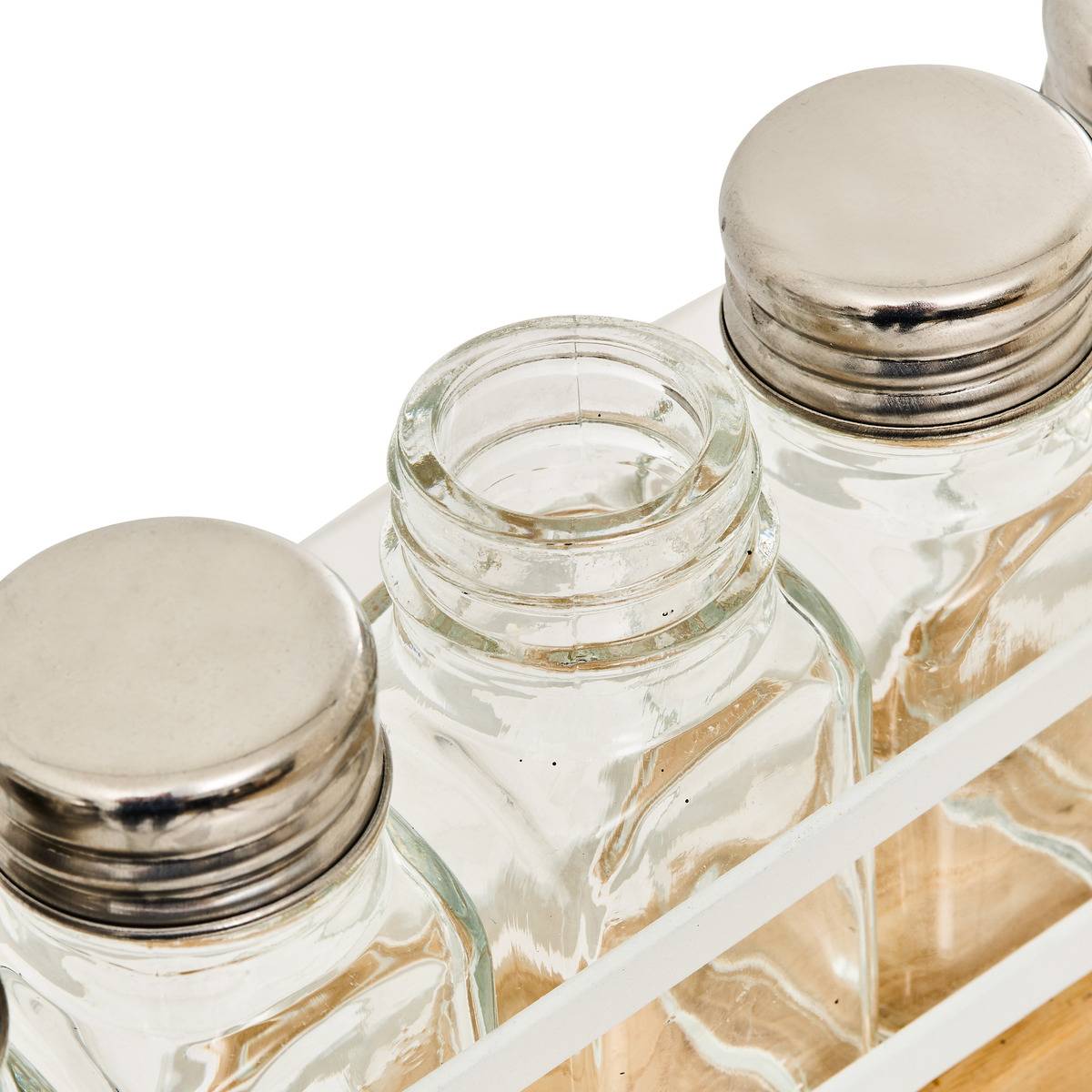 Rack 5 pots à épices en verre et bambou BALM blanc, 5FIVE SIMPLY SMART