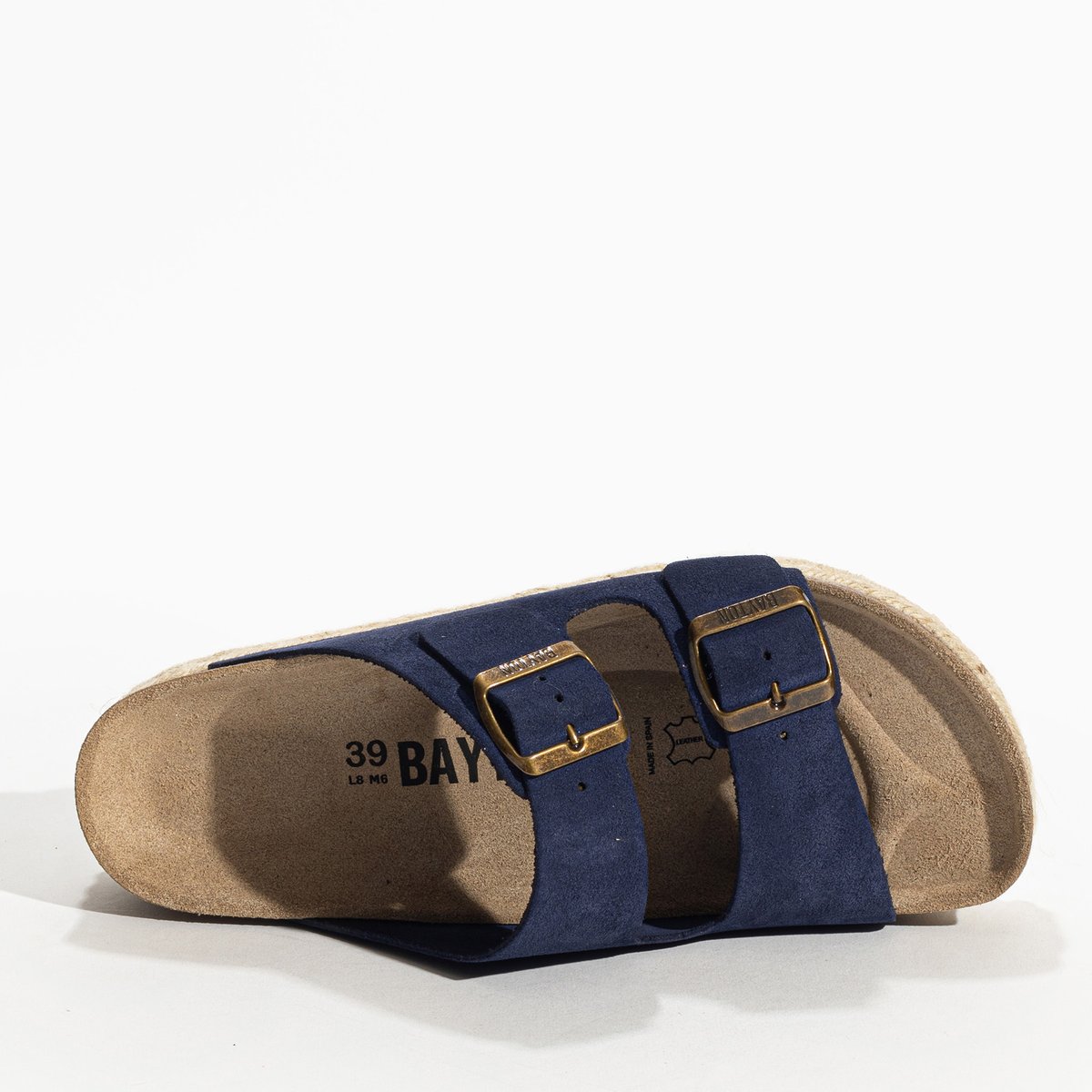 Sandales en cuir suedé OLYMPE bleu marine, BAYTON