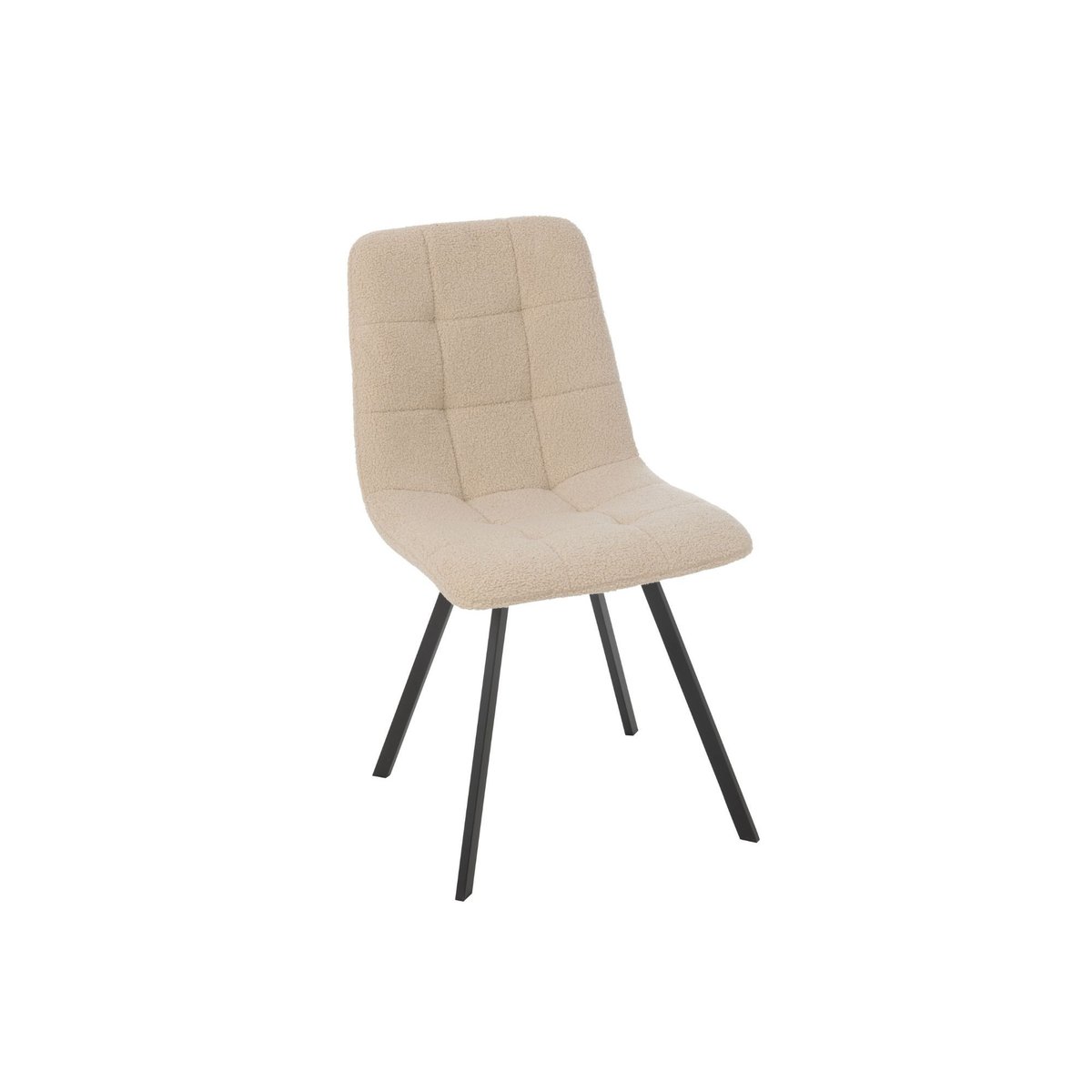 Chaises en métal noir et tissu bouclette (lot de 2) - OLIVIA crème, HELLIN, DEPUIS 1862