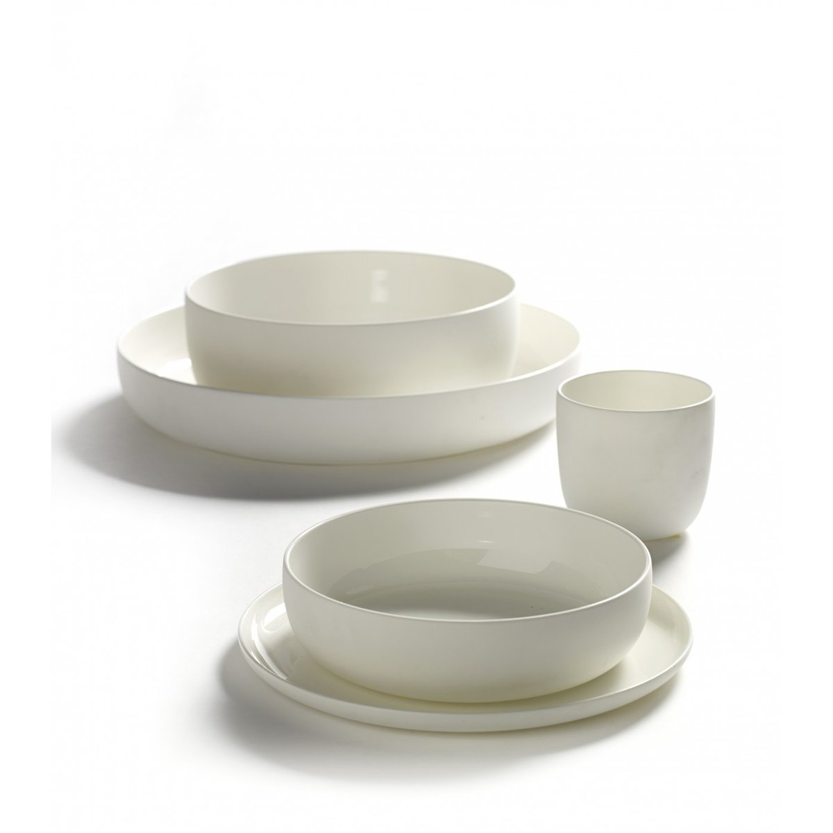 Bol Saladier Bas Blanc L Diam 20 Base blanc mat à l'extérieur et blanc brillant à l'intérieur, SERAX