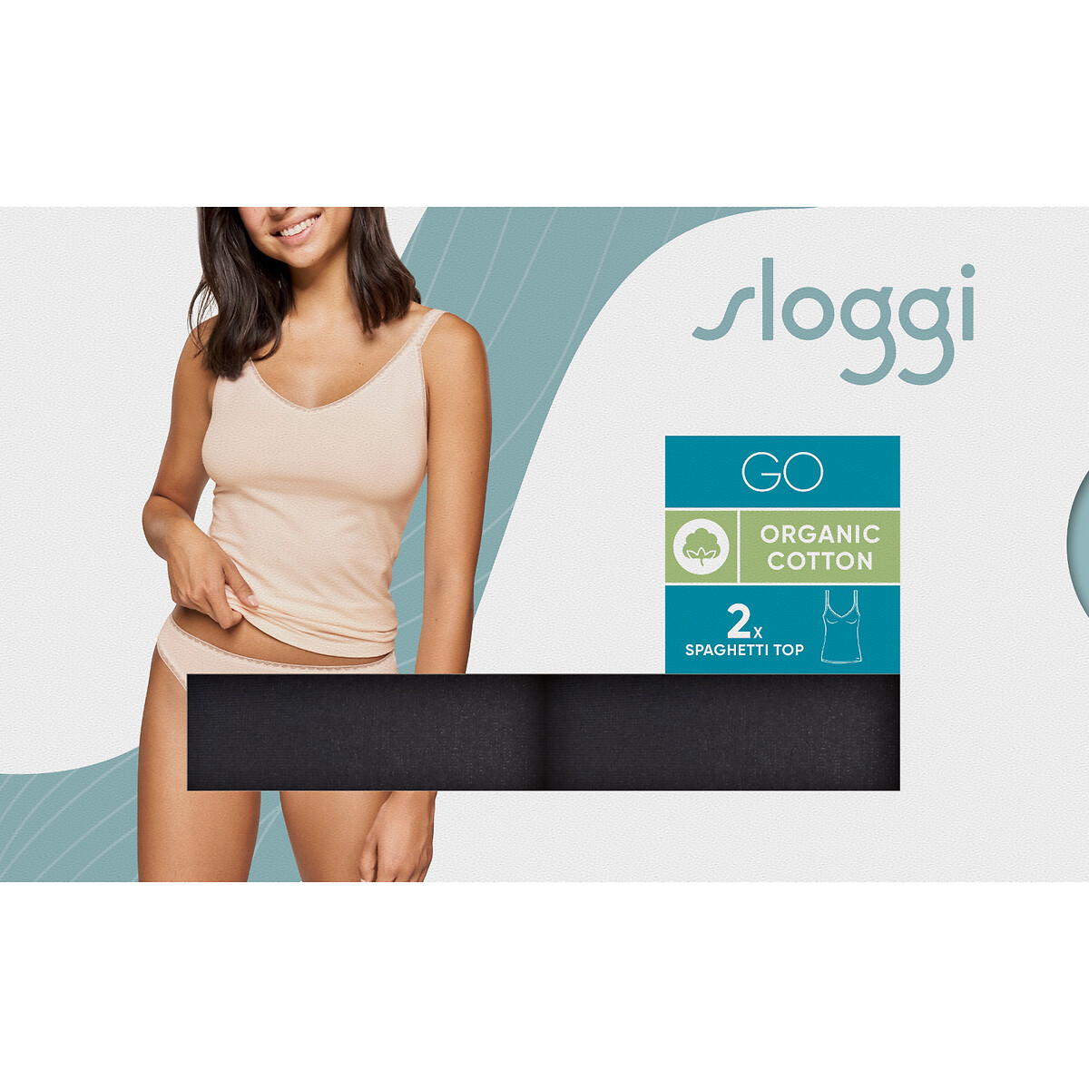 Pack of 2 Go Vest Tops black + black, SLOGGI