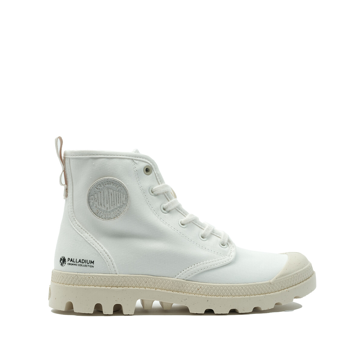 Sneakers alte Pampa Hi Zip Organic bianco, PALLADIUM