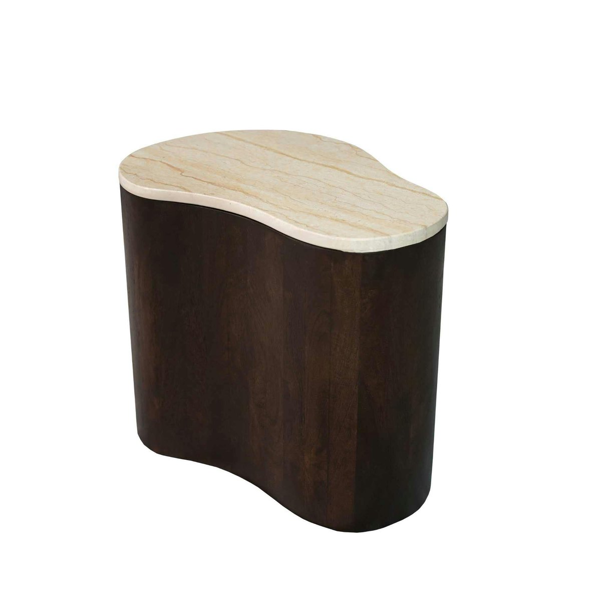 Table basse design en marbre et bois, forme organique DUOMO noir, PIER IMPORT