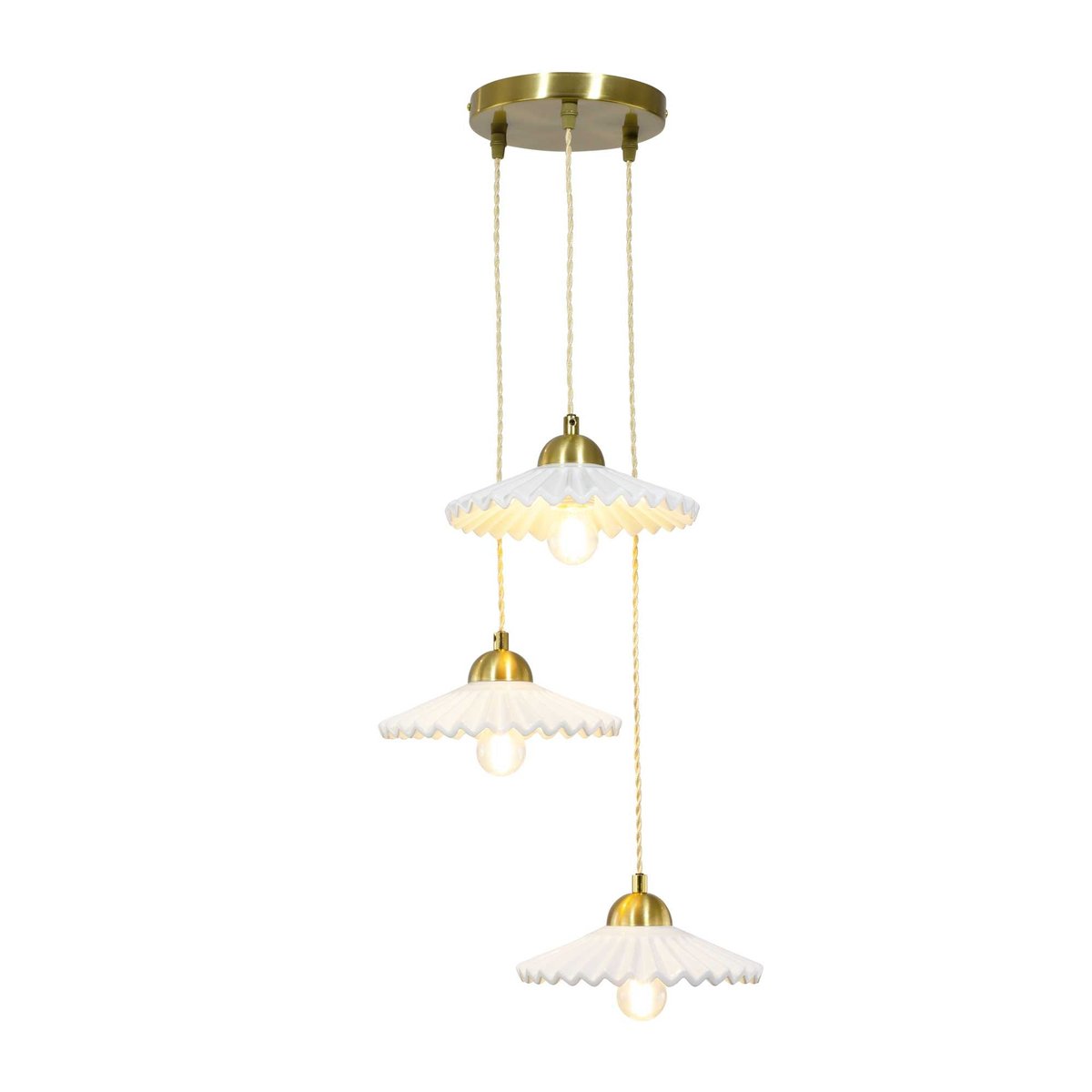 Suspension en céramique et métal, BABOUCHKA blanc et doré, C-CREATION