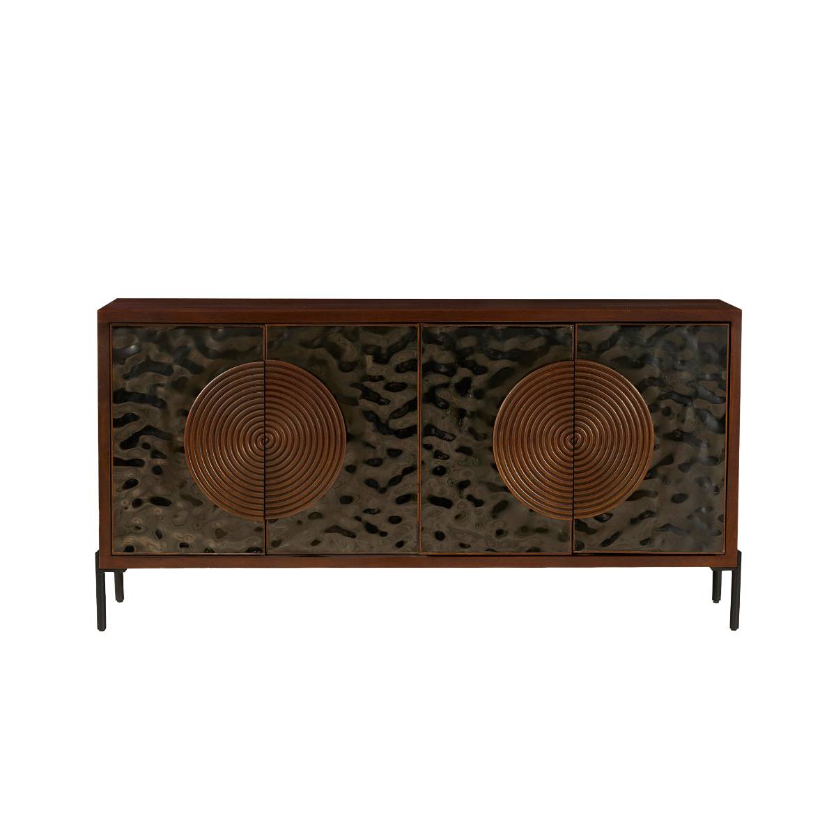 Buffet 4 portes en bois de manguier et métal NAYELI bois foncé, MADE IN MEUBLES