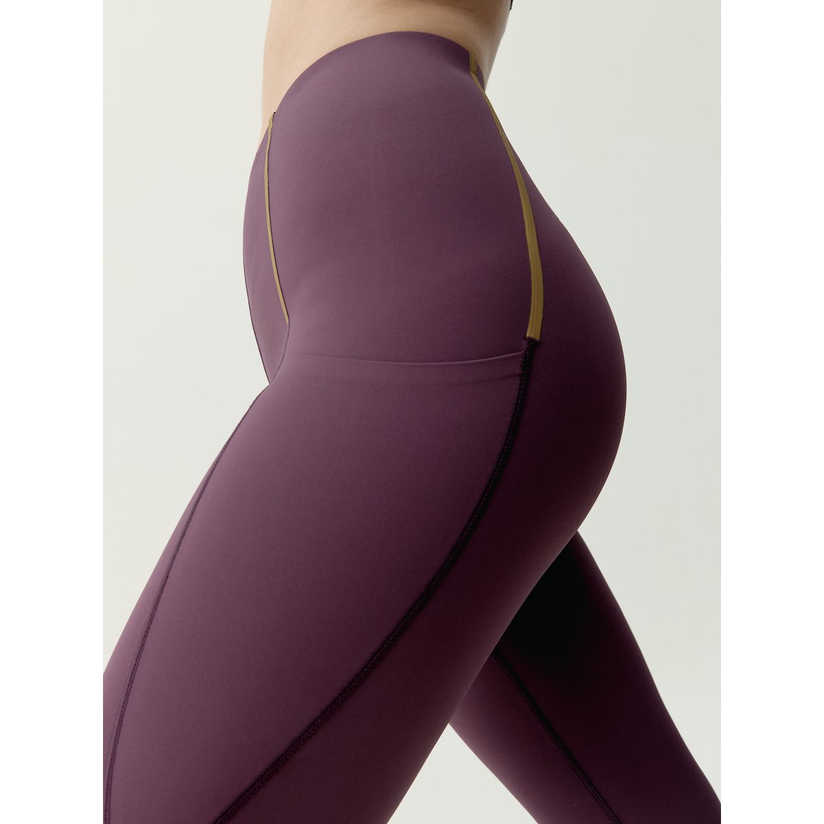 Legging de sport femme Gold 2.0 Taille extra haute effet gainant bordeaux intense, BORN