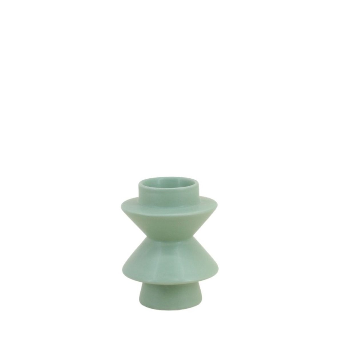 Bougeoir moderne en dolomite 13,8x10,8cm vert, ORNAMI