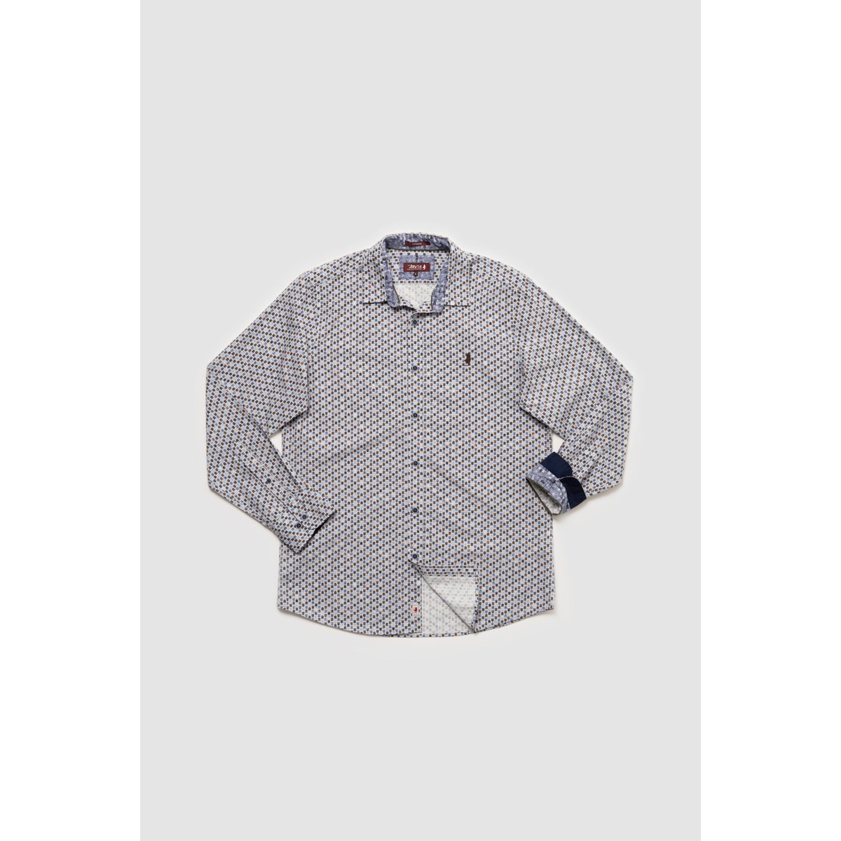 Chemise imprimée tulipe bleu marine, MCS