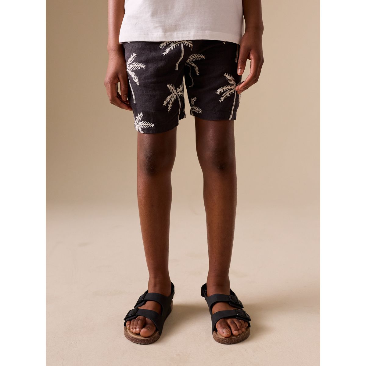 Short à enfiler en lin mélangé gris anthracite, NEXT