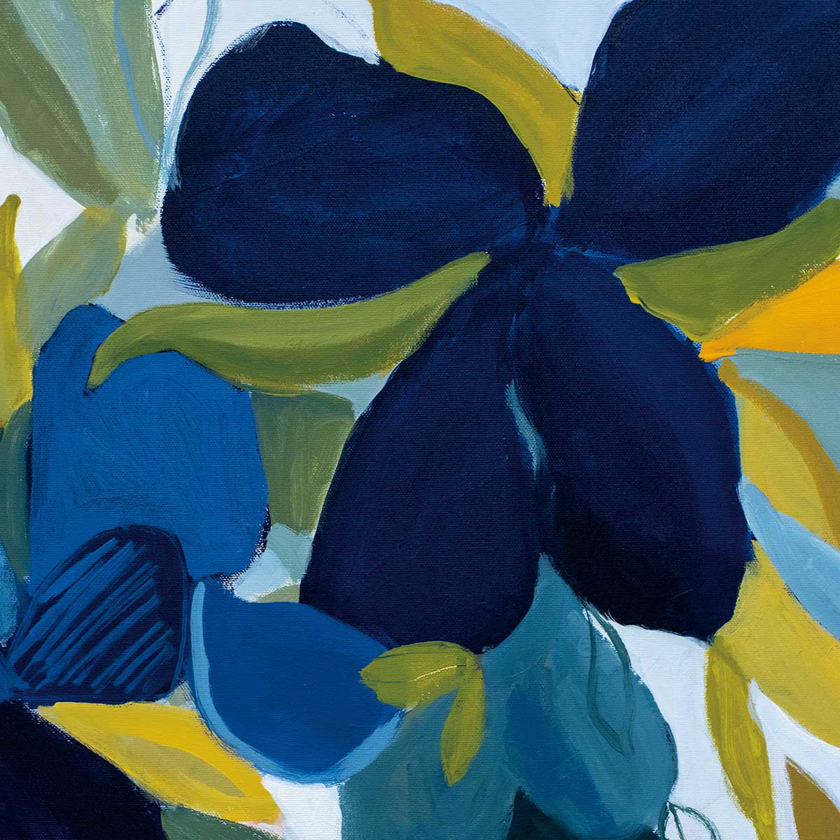 Poster fleurs bleues affiche + cadre en bois - noir, HEXOA