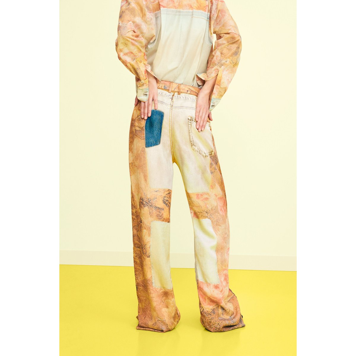 Pantalon jogger bimatière jaune, DESIGUAL