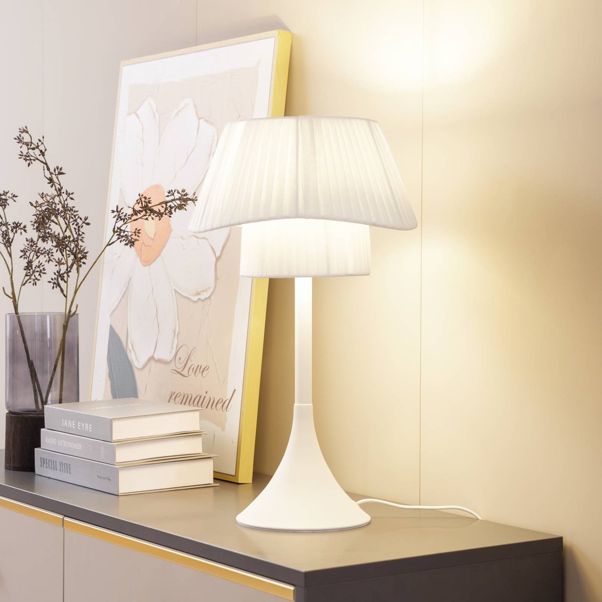 Lampe à poser en métal, Eryndor blanc, LINDBY