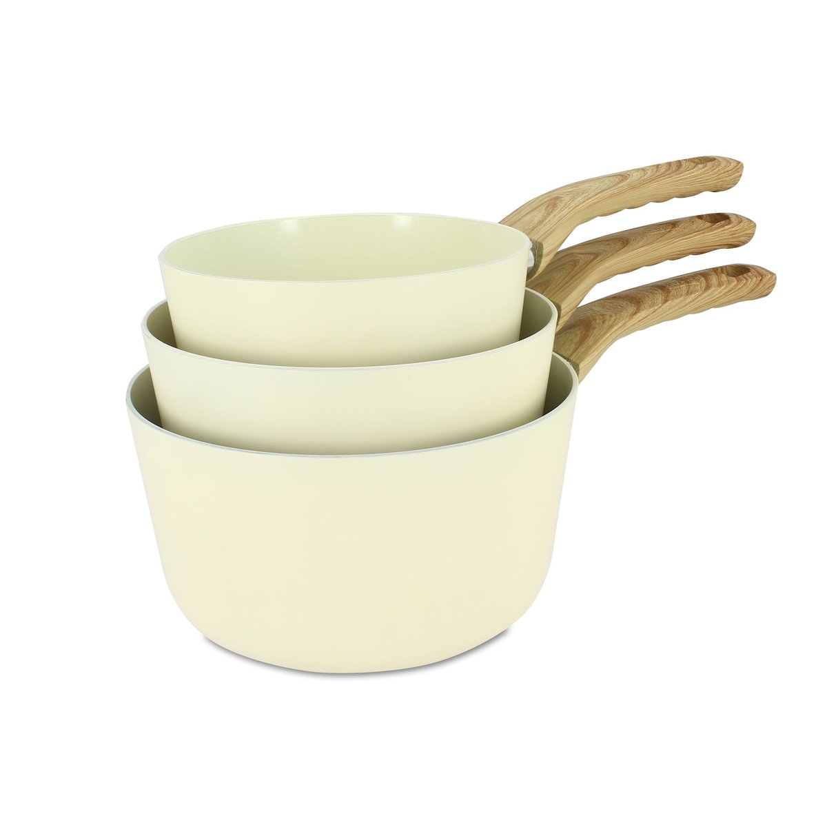 Set de 3 casseroles en aluminium, COLORAMA crème, MENASTYL