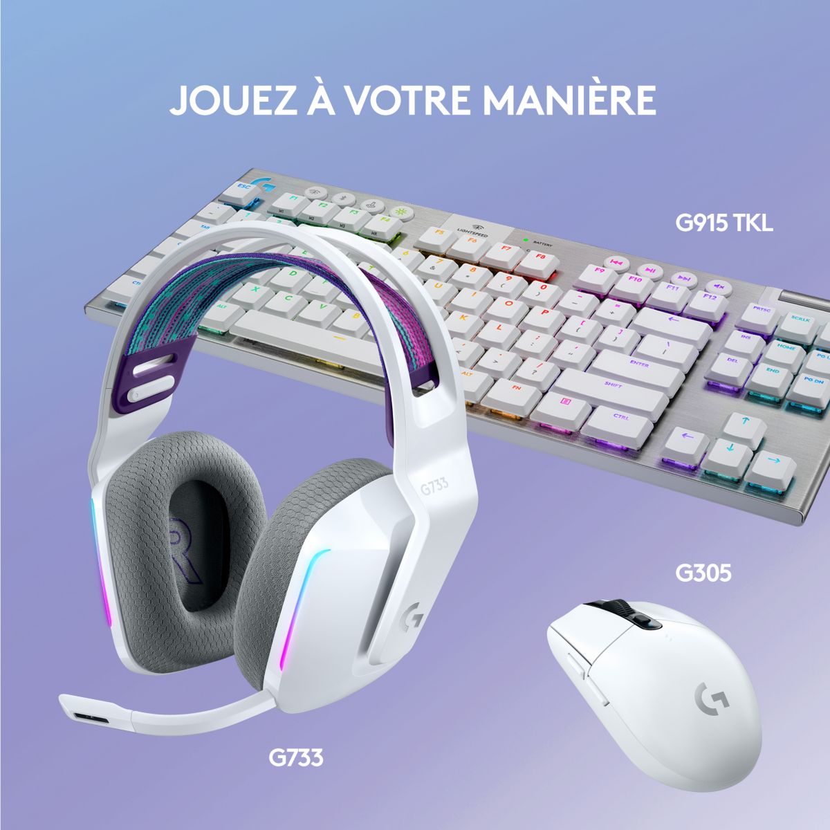 Casque gamer G733 Lightspeed White blanc, LOGITECH