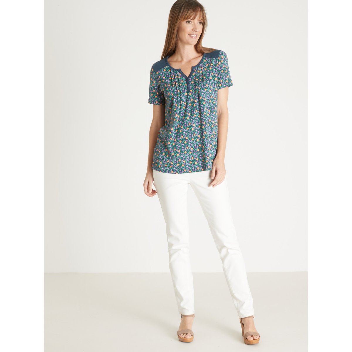Tee-shirt coton manches courtes imprimé marine, DAXON