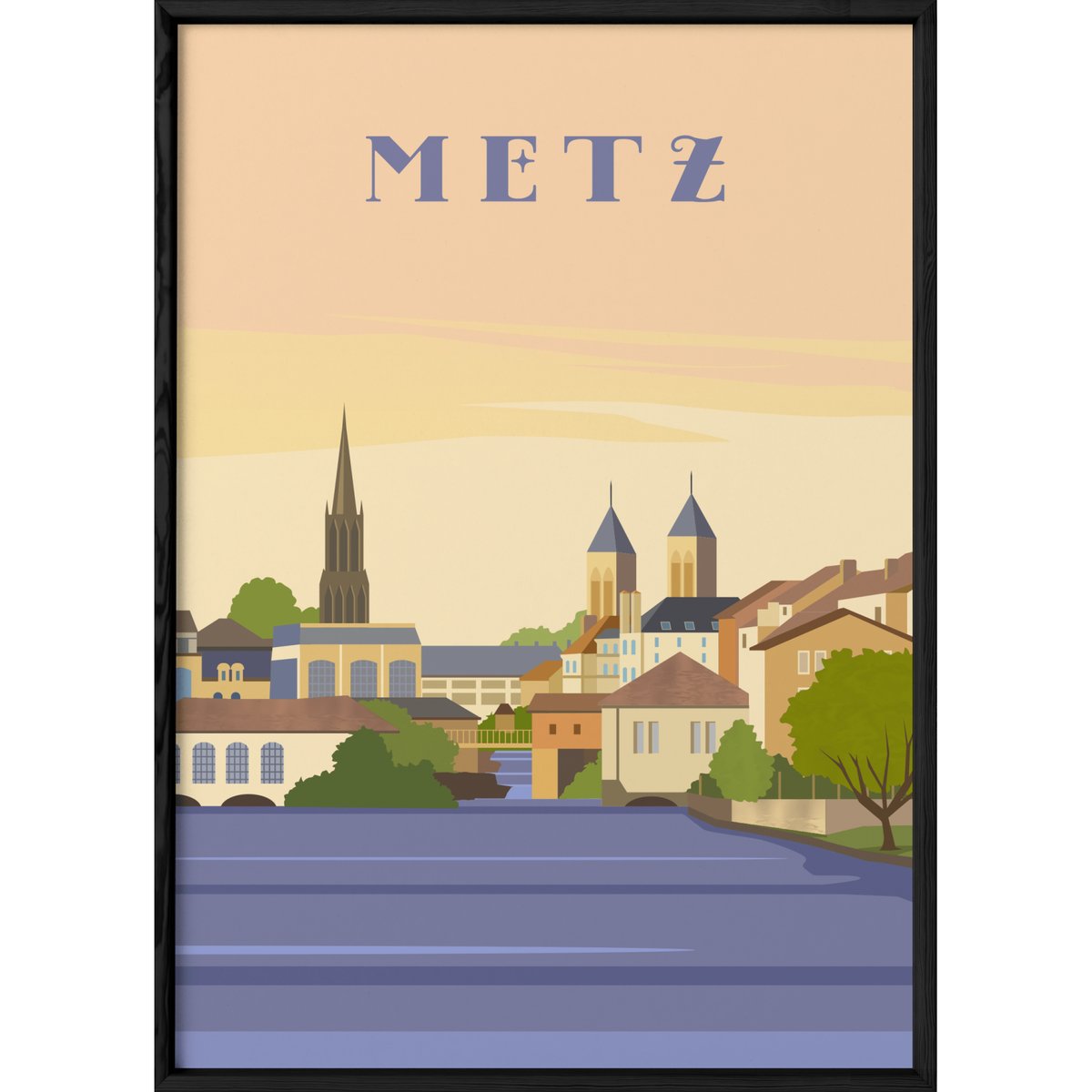 Poster ville Metz 2 blanc, L'AFFICHERIE