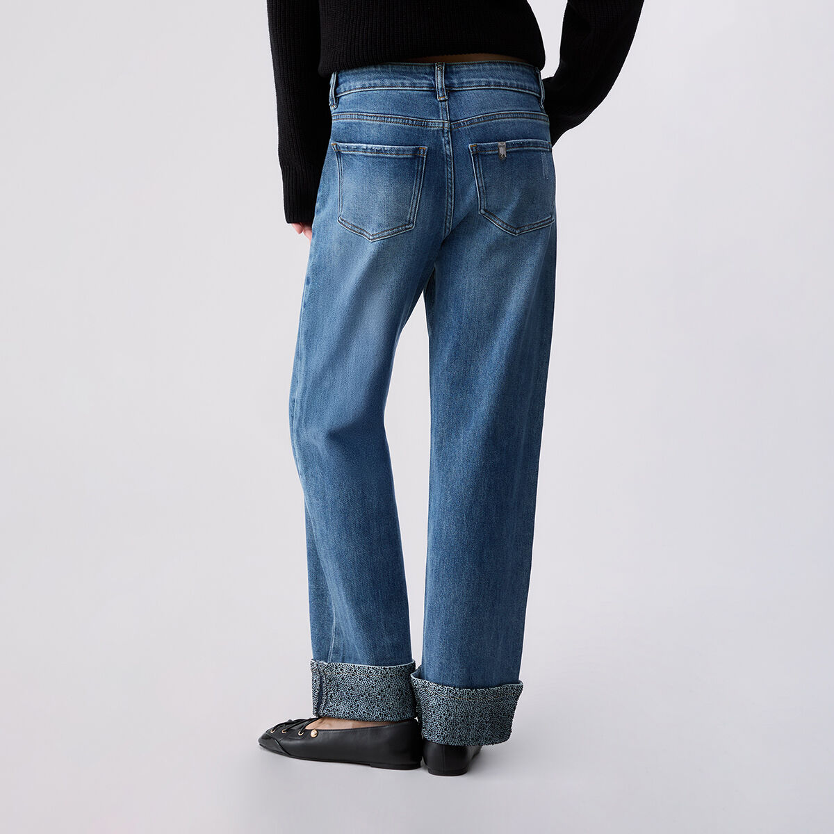 Jean droit avec micro strass denim clair, LIU JO