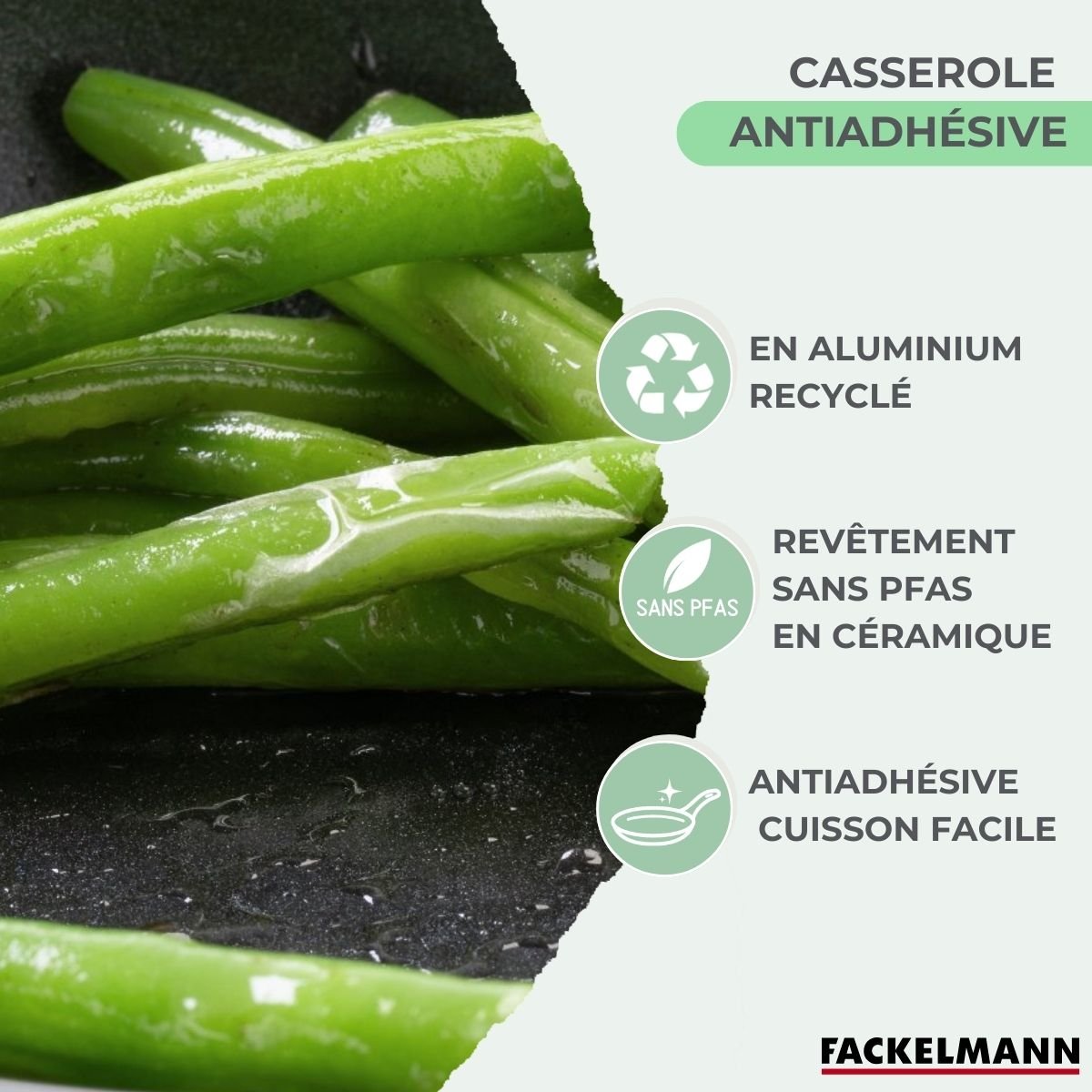 Batterie de cuisine 1 casserole 20cm BRANDAO vert,noir, FACKELMANN