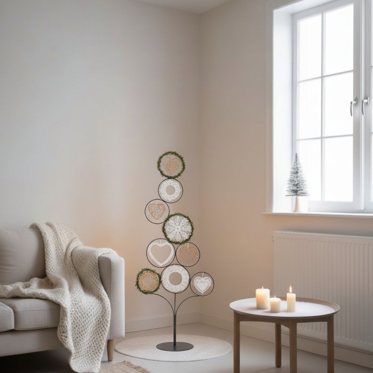 Arbre de noël décoratif en bois H70 beige, SIA DECO
