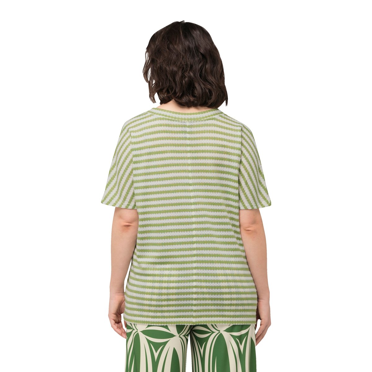 Sweat-shirt oversized bicolore à col V et vert mousse, ULLA POPKEN