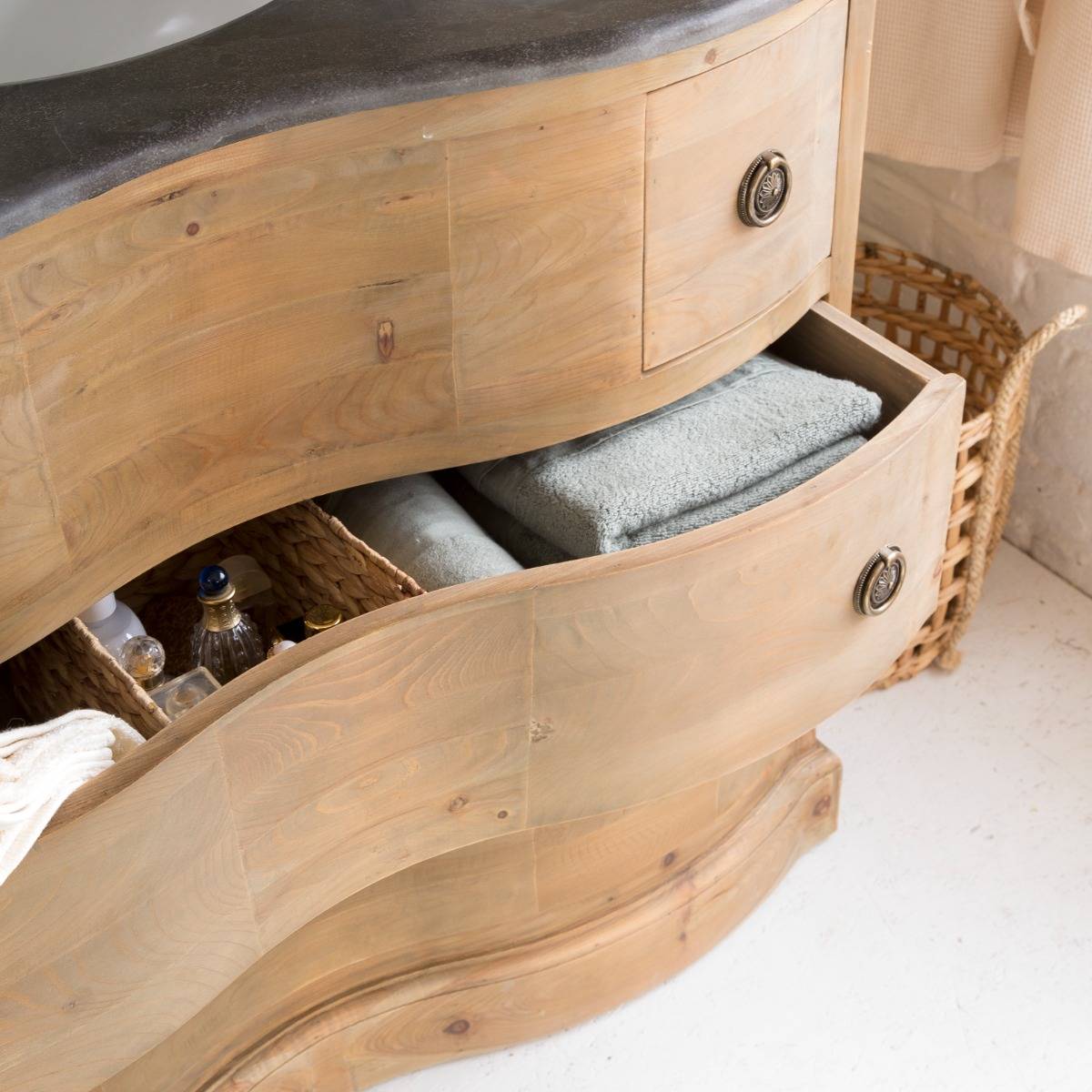 Meuble sous vasque en bois recyclé MIA bois clair, MADE IN MEUBLES