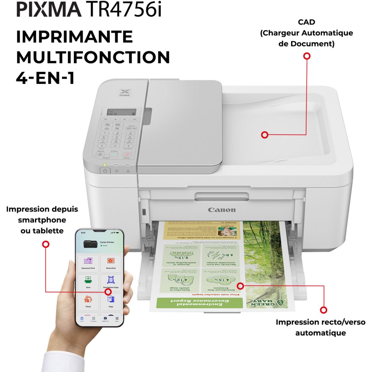 Imprimante jet d'encre Pixma TR 4756i couleur unique, CANON