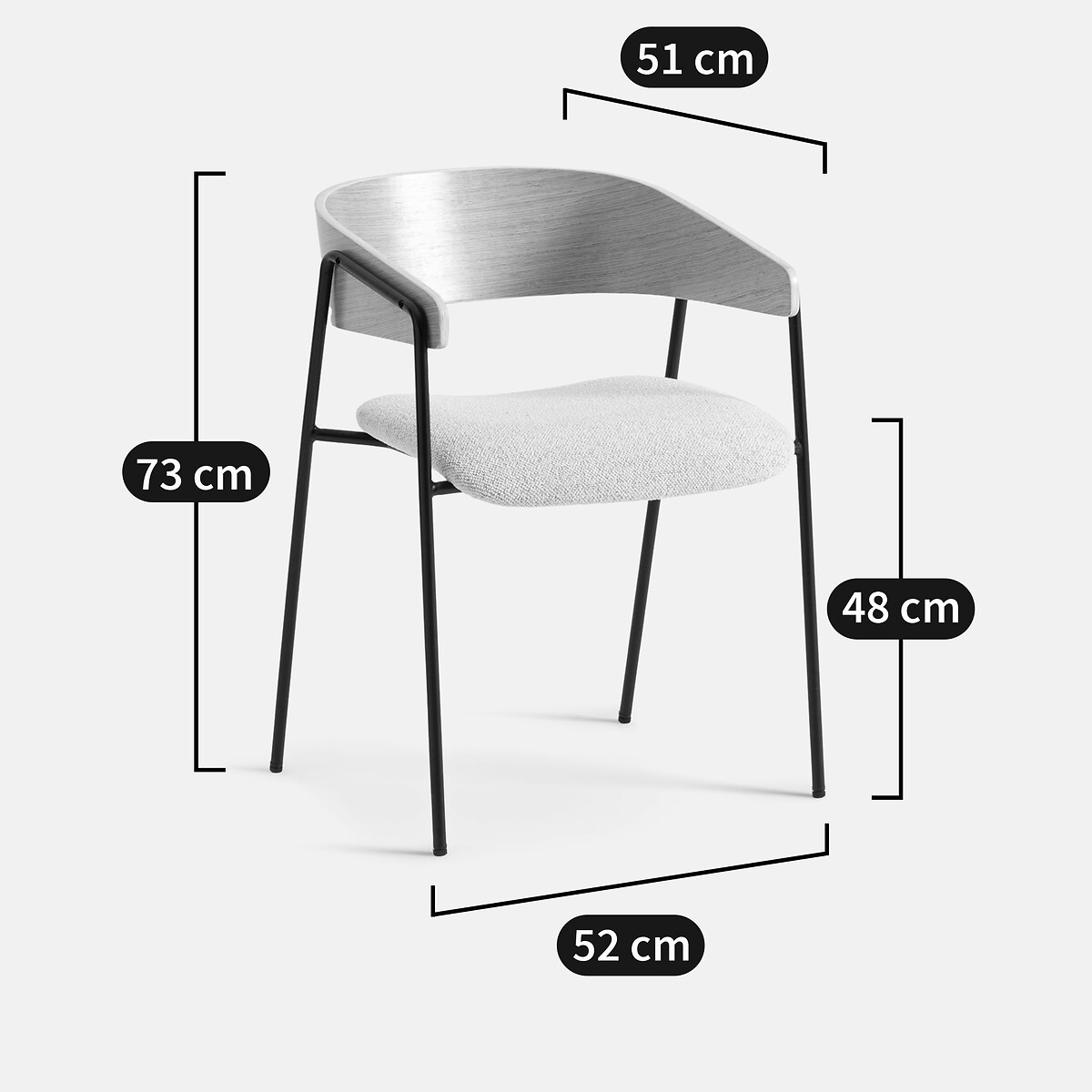 Fauteuil de table, Elleza ecru, LA REDOUTE INTERIEURS