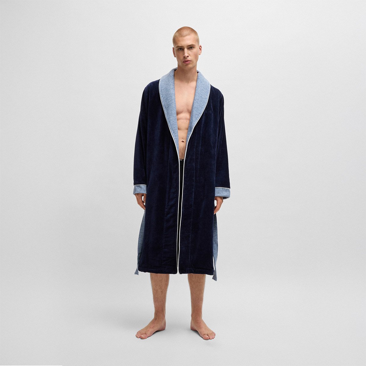 Peignoir long en coton,LORD navy, BOSS HOME