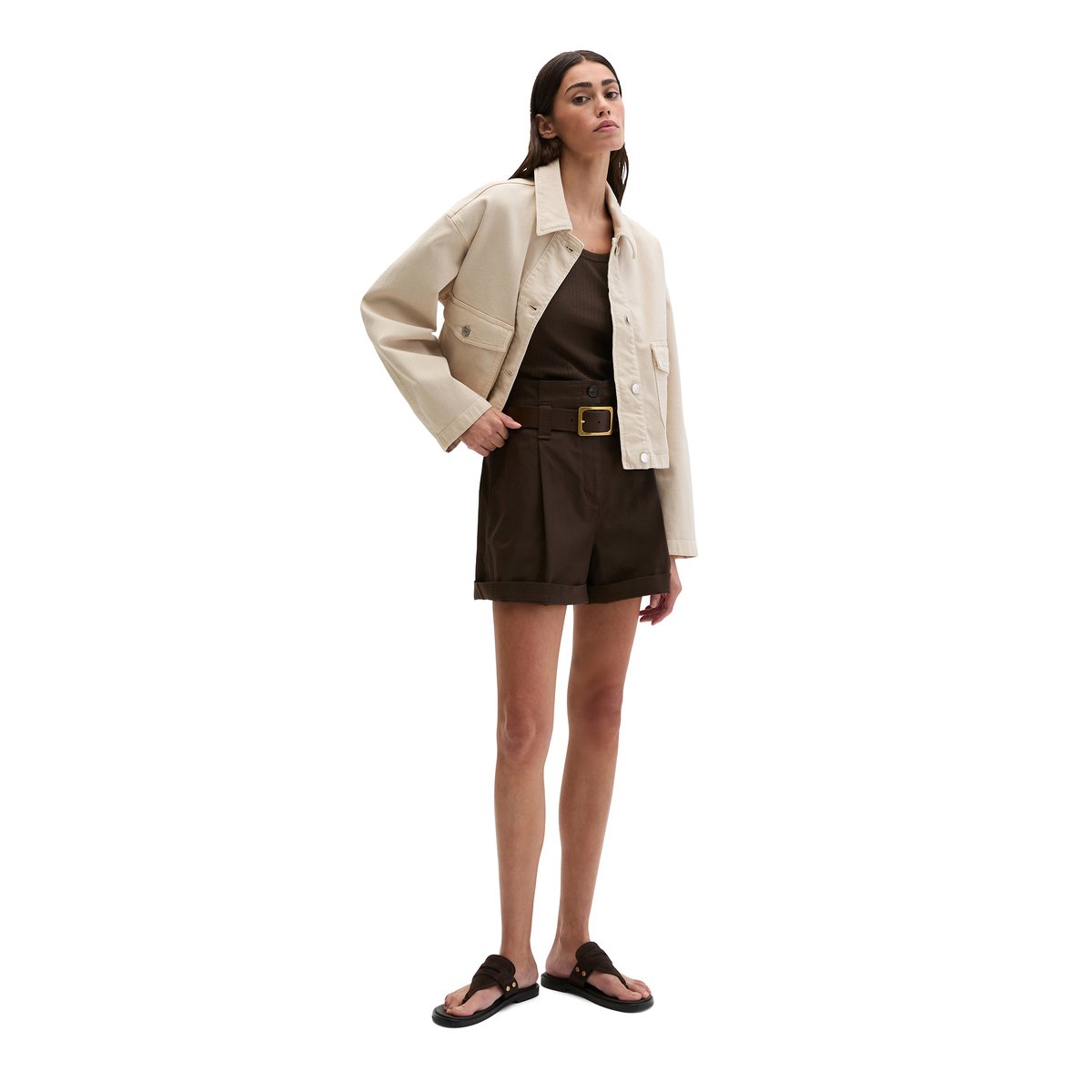 Veste relaxed en coton garment dyed beige, MARC O'POLO