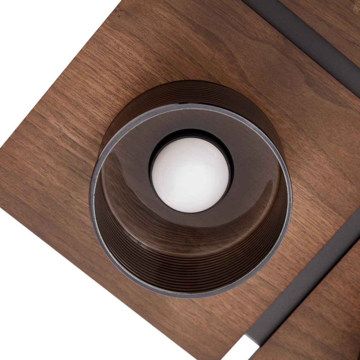 Plafonnier moderneLED, Eiko bois foncé, gris fumé, LUCANDE
