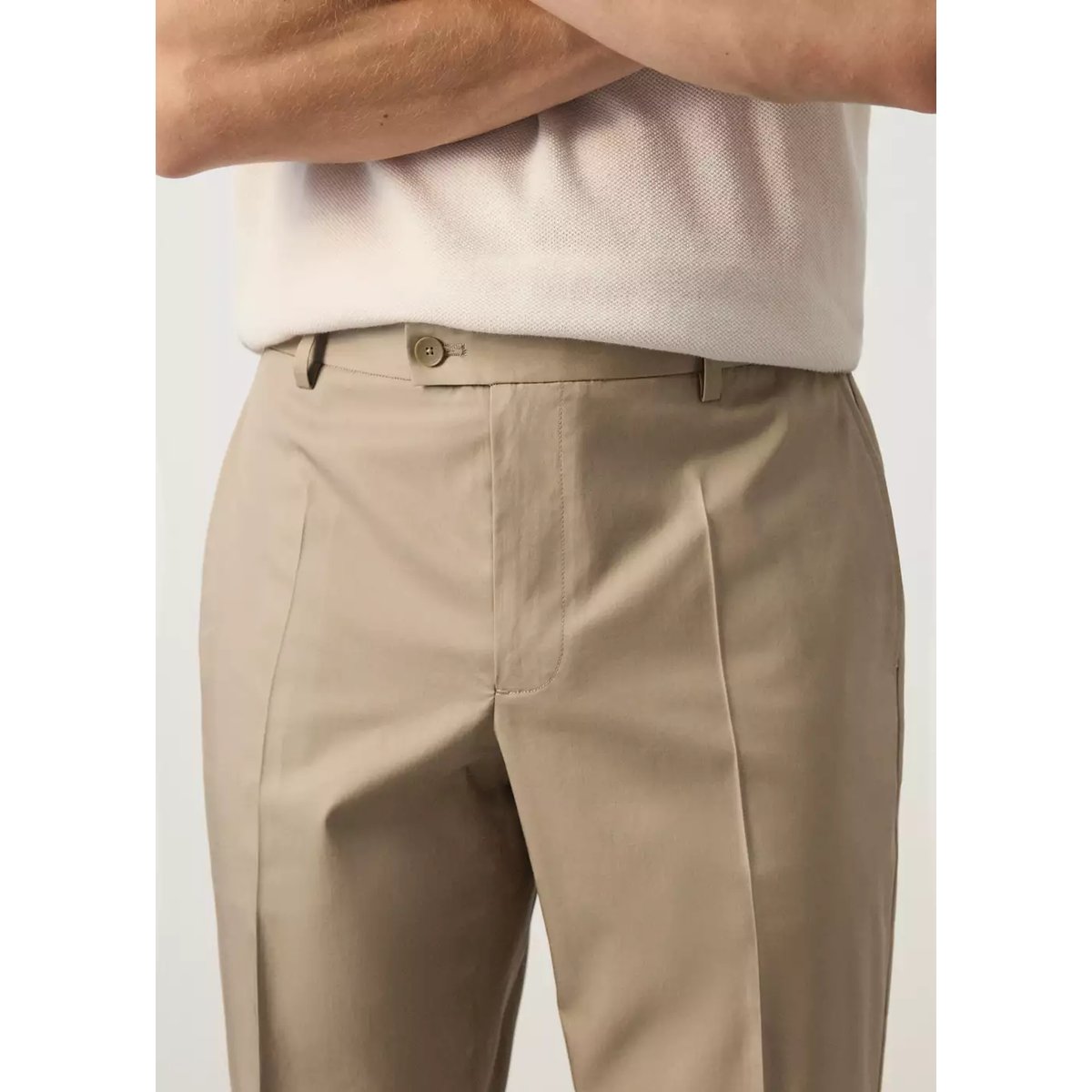 Pantalon regular fit en mélange de lyocell et coton marron, MANGO MAN