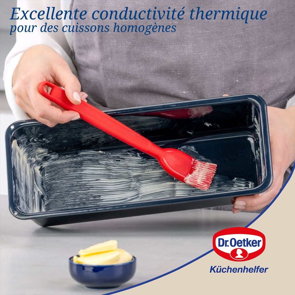 Lot de 2 moules à gâteaux 30/30 cm en acier émaillé BACK-LIEBE bleu, DR OETKER