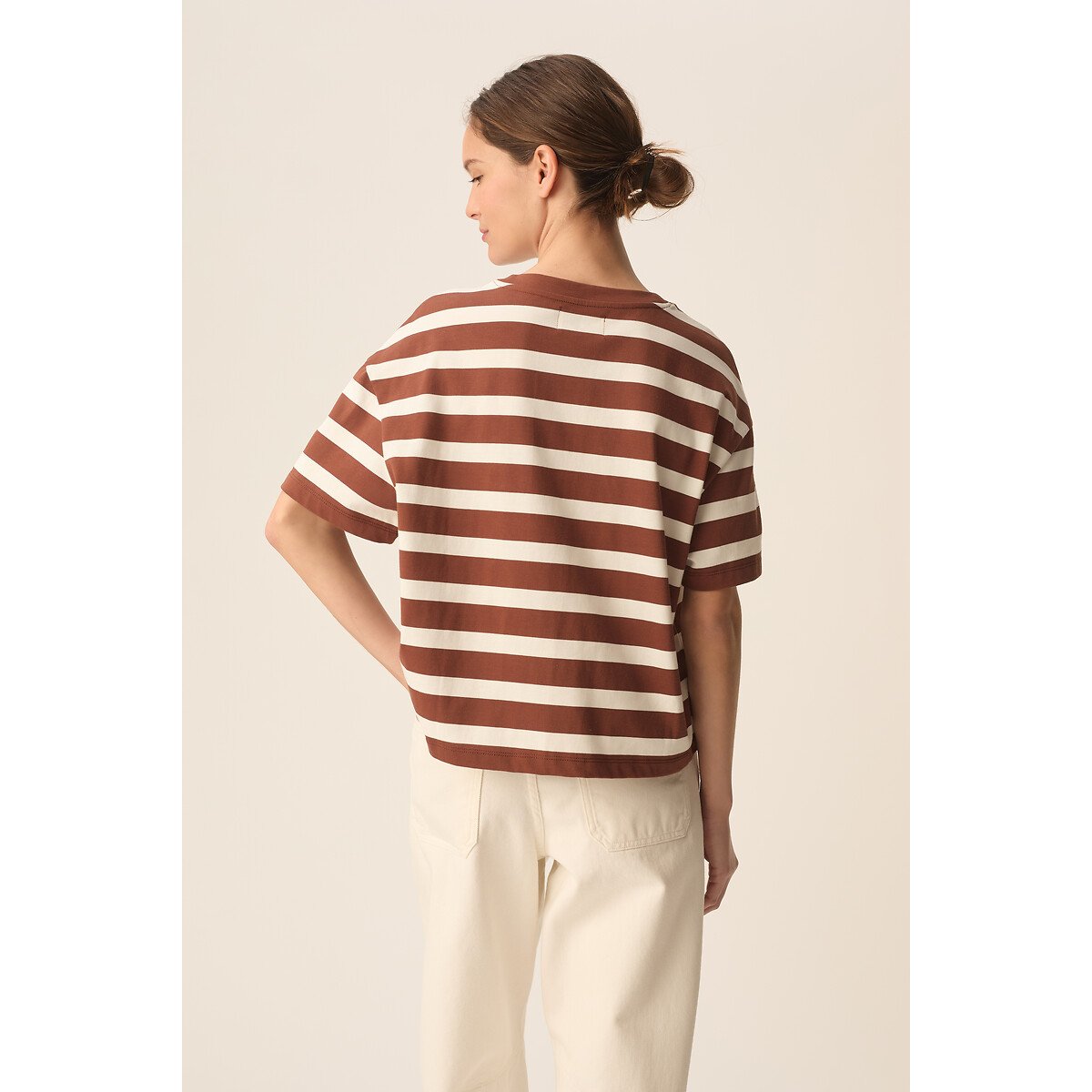 T-shirt rayé manches courtes, FILMA chocolat/blanc, DES PETITS HAUTS