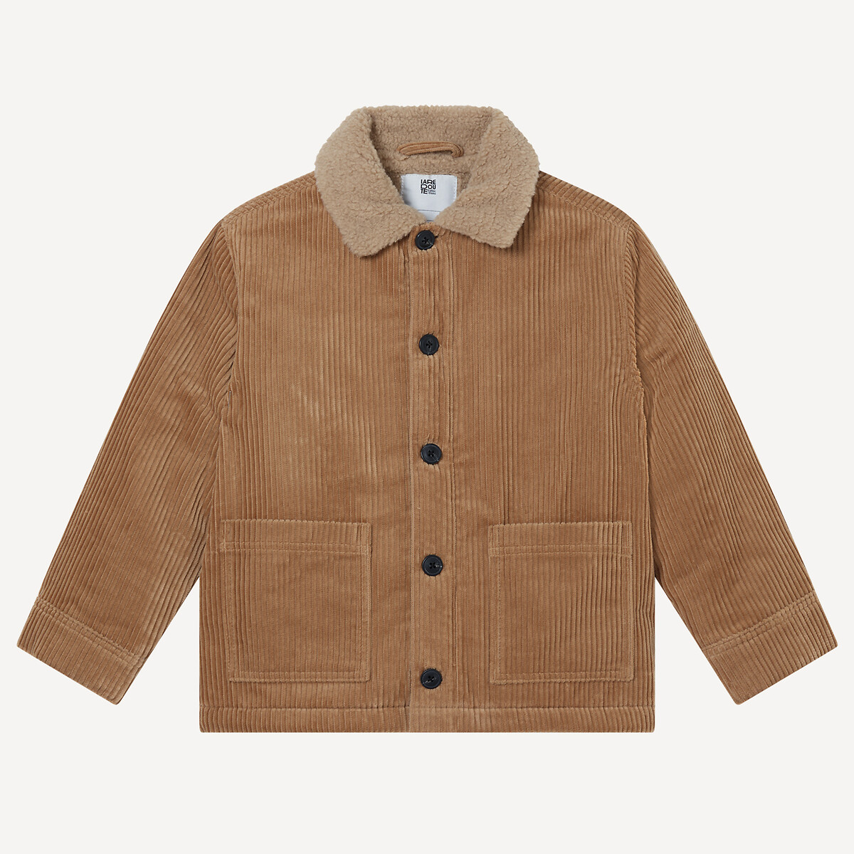 Veste worker en velours côtelé, col en imitation fourrure camel, LA REDOUTE COLLECTIONS