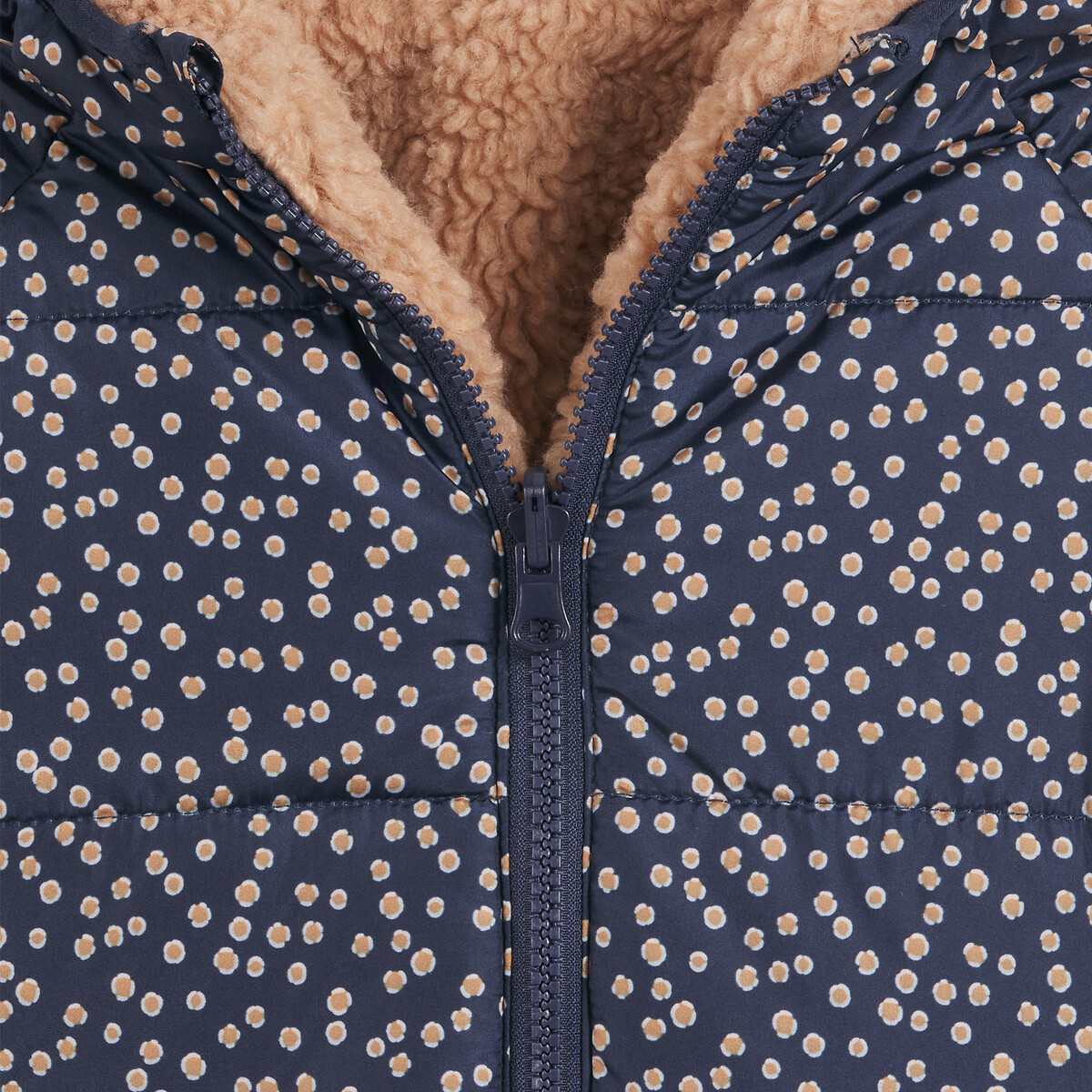 Doudoune chaude à capuche réversible bleu marine/camel, LA REDOUTE COLLECTIONS