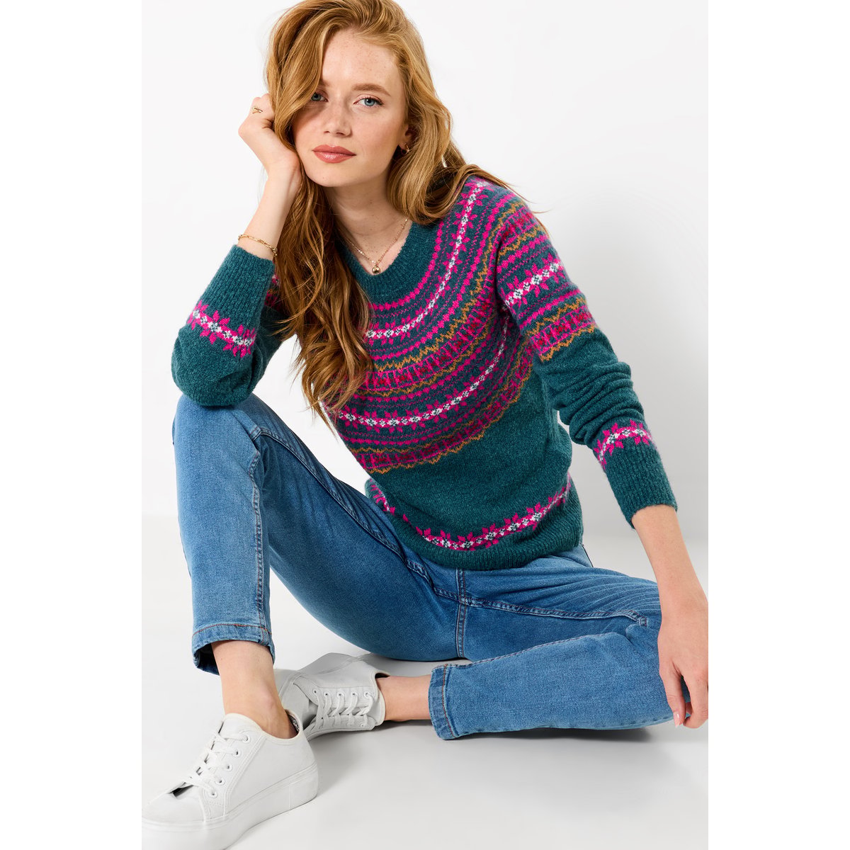 Pull Jacquard Fair Isle Balades d'Hiver vert, JOE BROWNS