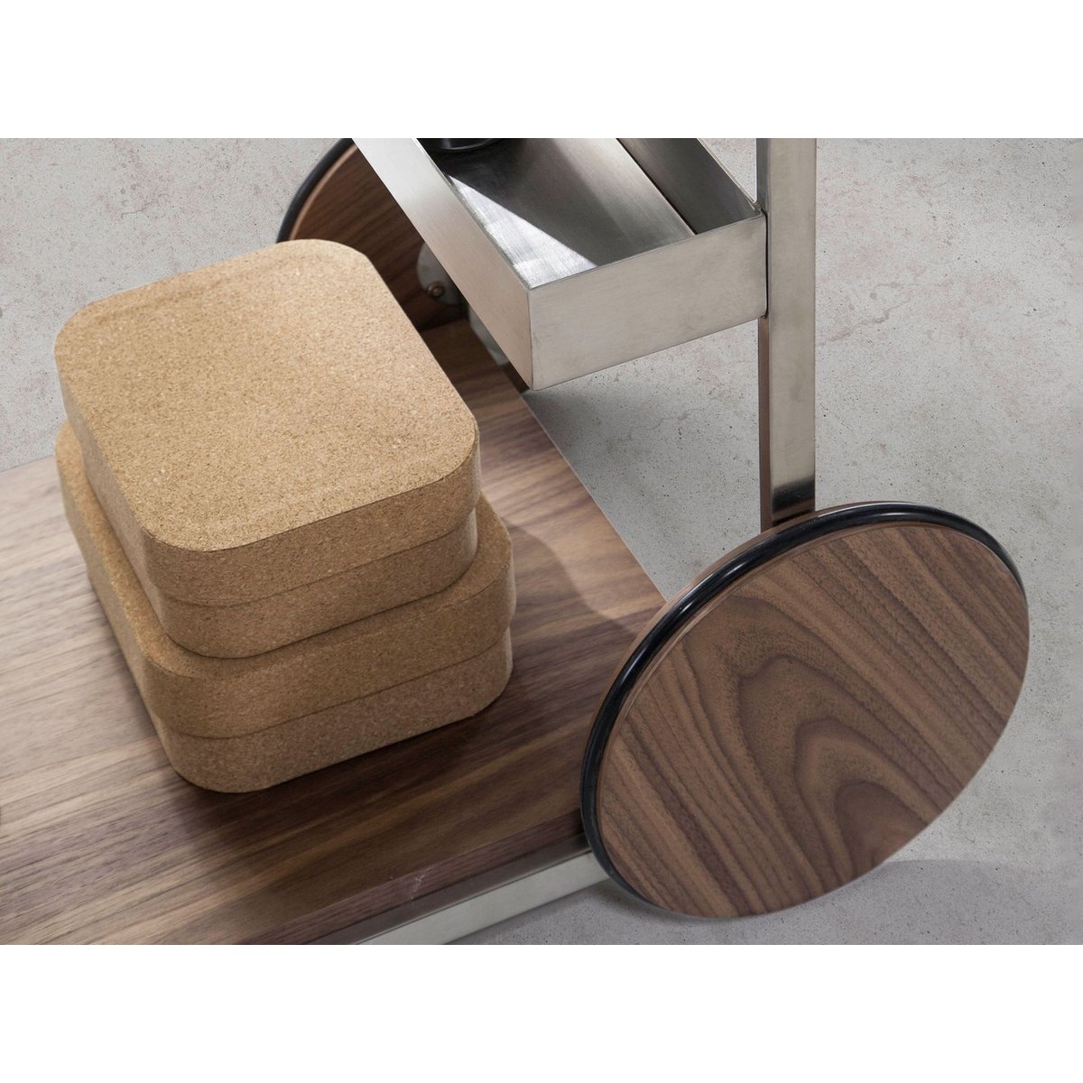 Chariot minibar en acier et noyer noyer | acier, ANGEL CERDA