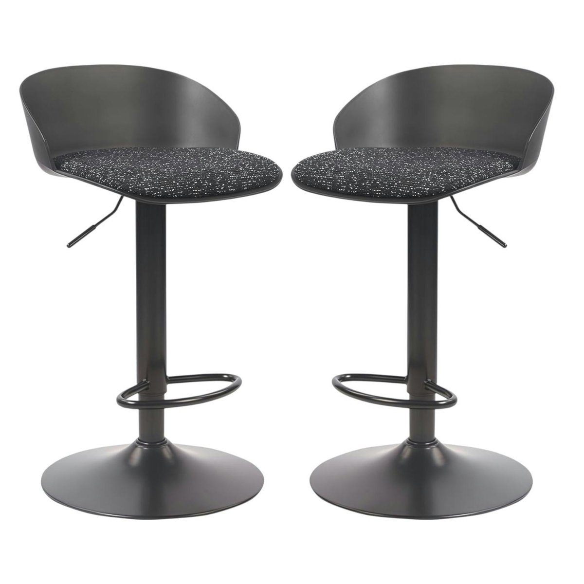 Tabouret de bar réglable, métal et tissu (lot de 2) LEEDS noir, PIER IMPORT