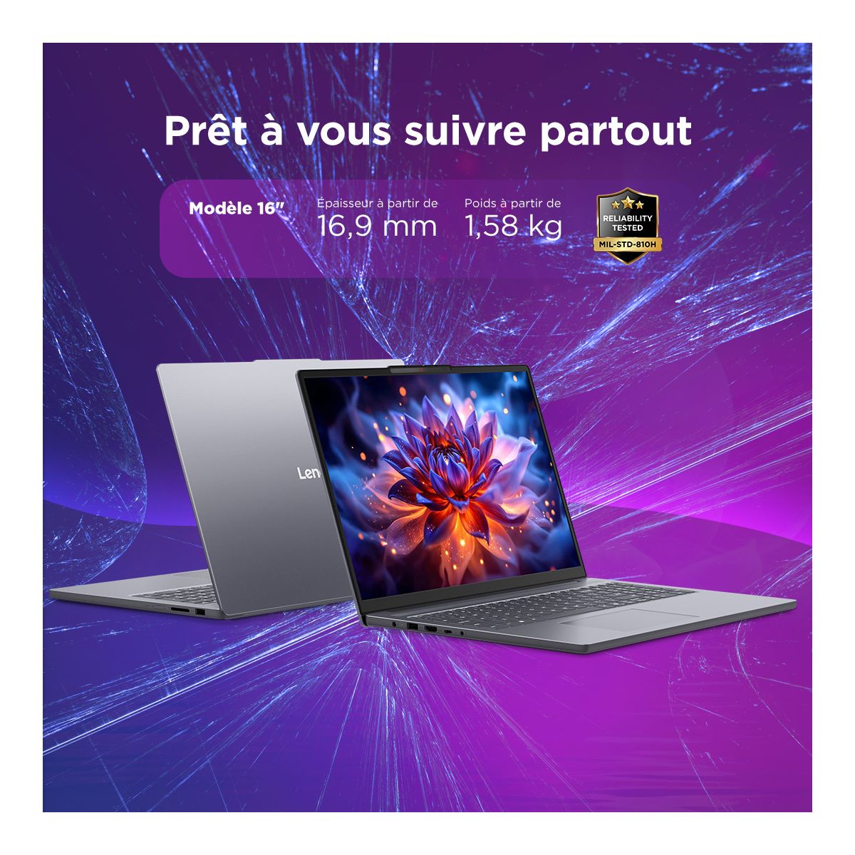 Ordinateur portable IdeaPad Slim 3 16IWC11 LUNA GREY 16" Intel Core 3 304 8 Go RAM DDR5 SSD 512 Go couleur unique, LENOVO