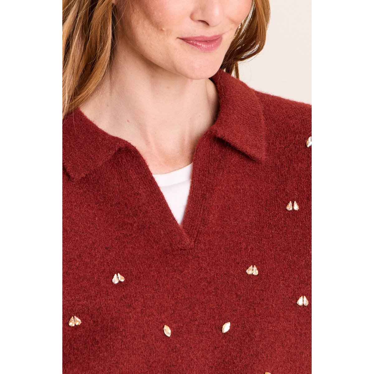 Pull sans manches col chemise orange foncé, BREAL