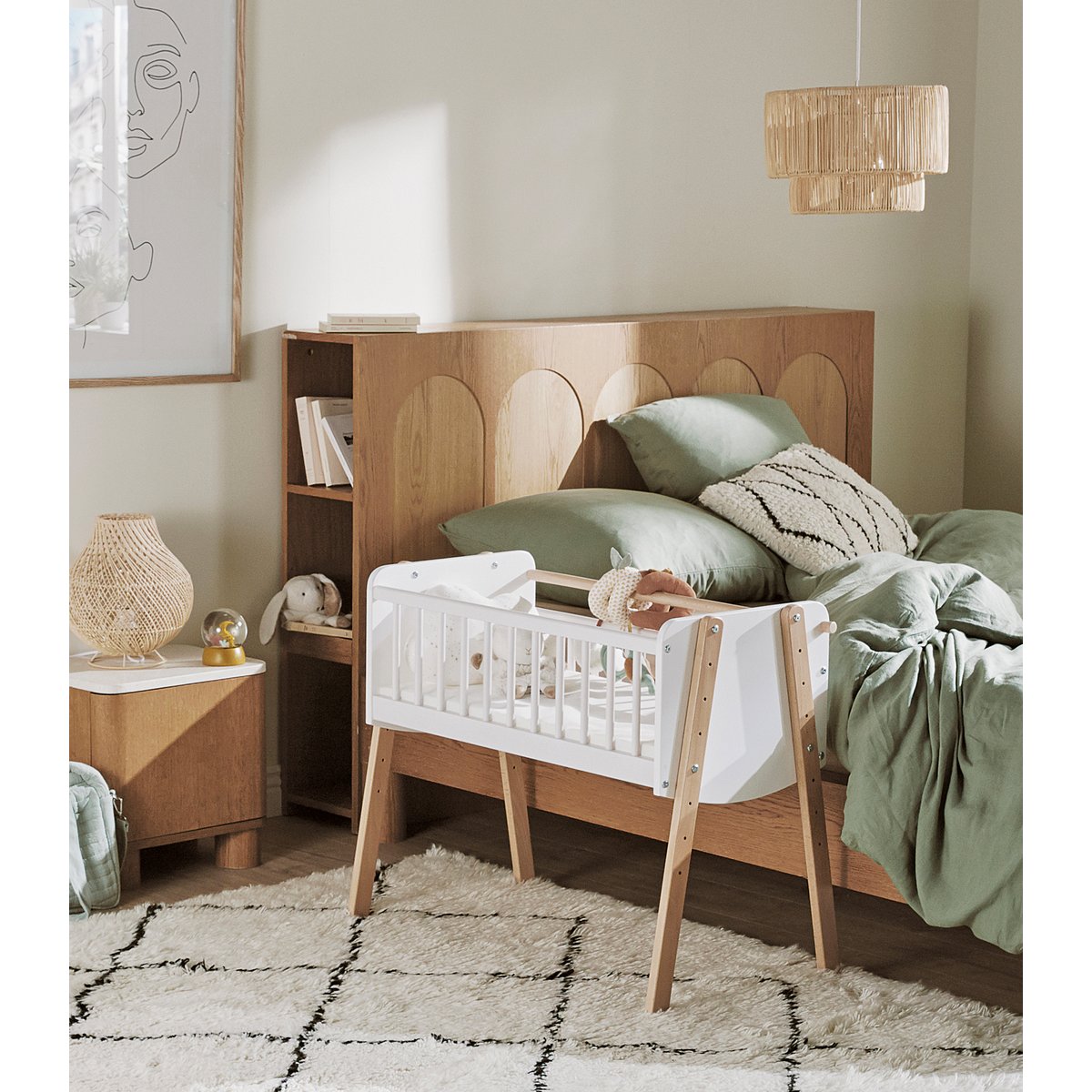 Berceau cododo en bois PIRATE blanc et hêtre, WEBABY