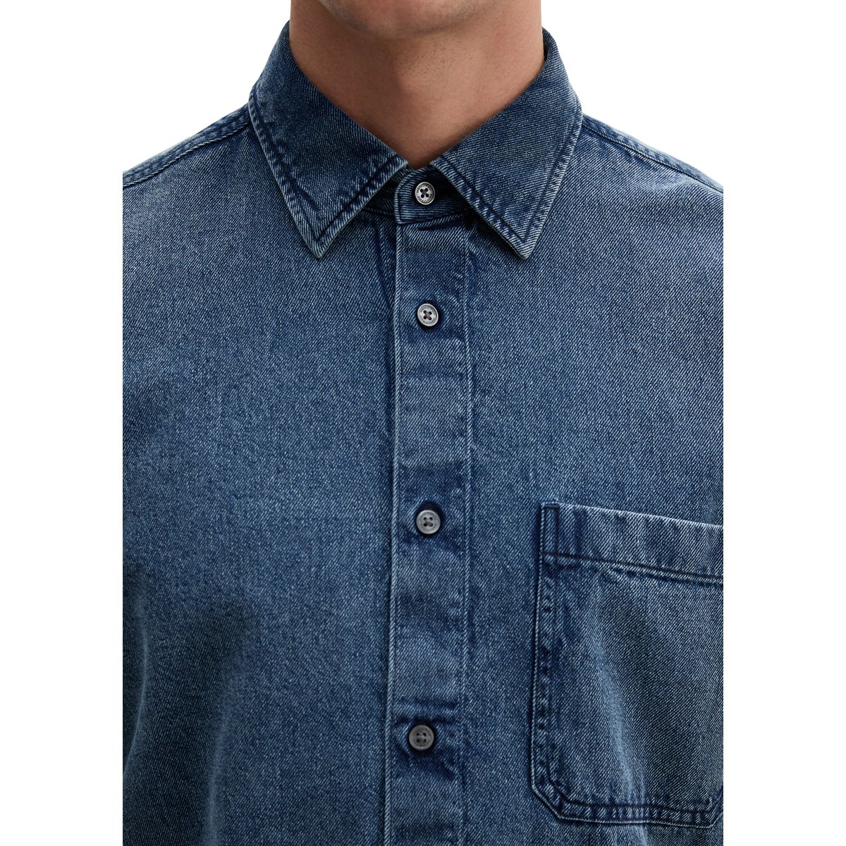 Chemise en jean coupe classique en pur coton bio bleu, MARC O'POLO