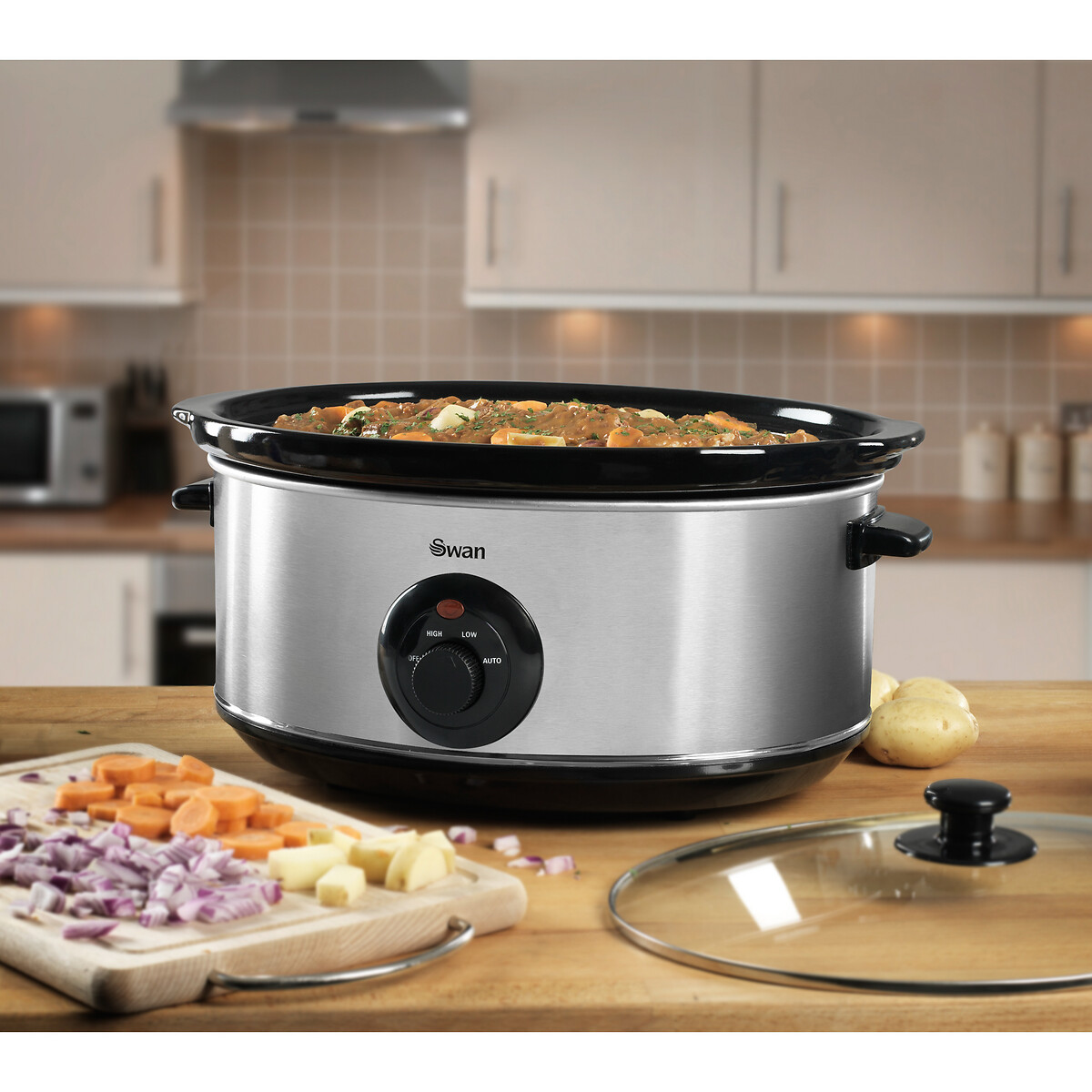 6.5L Stainless Steel Slow Cooker - SF17030 silver-coloured, SWAN