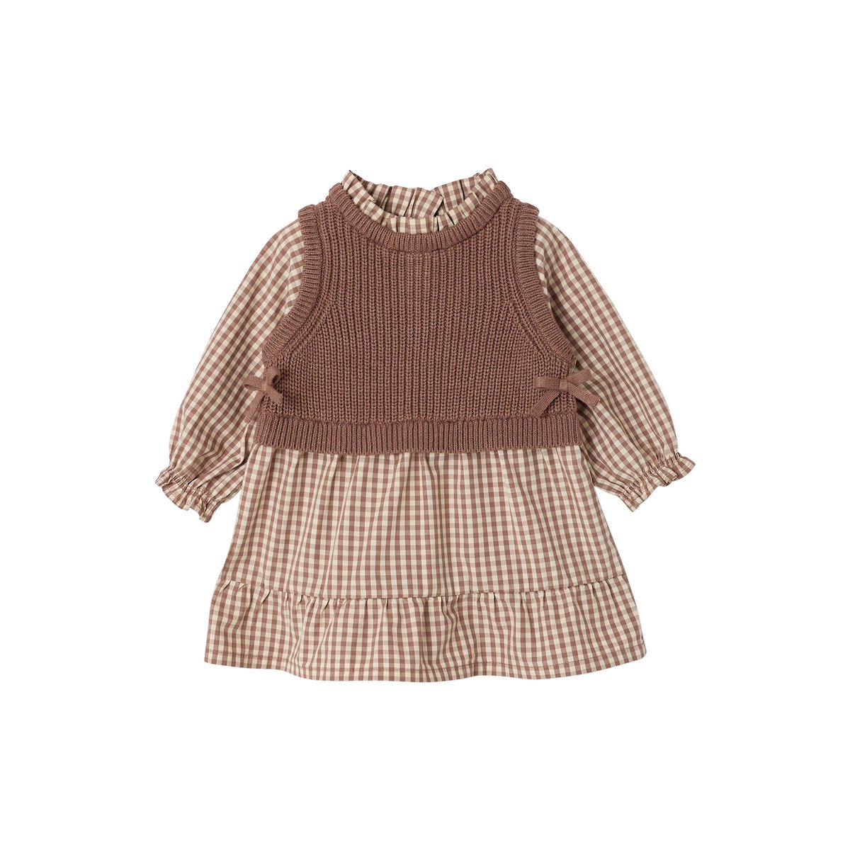 Robe 2 en 1 manches longues chocolat, VERTBAUDET