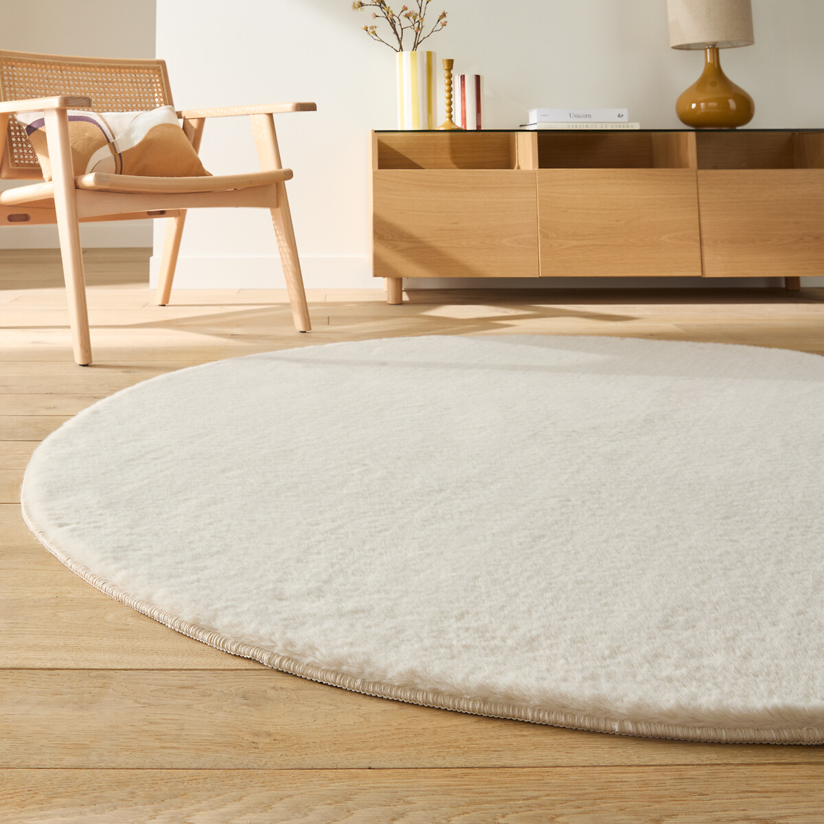 Tapis rond imitation fourrure, Esmia ecru, LA REDOUTE INTERIEURS