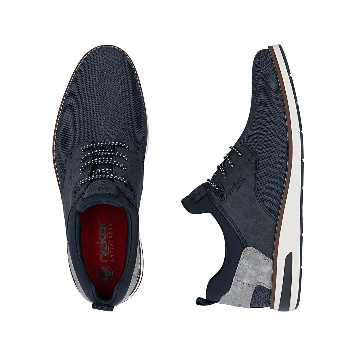 Sneakers bleu marine à talon plat avec une fermeture slip-on bicolore bleu foncé, RIEKER