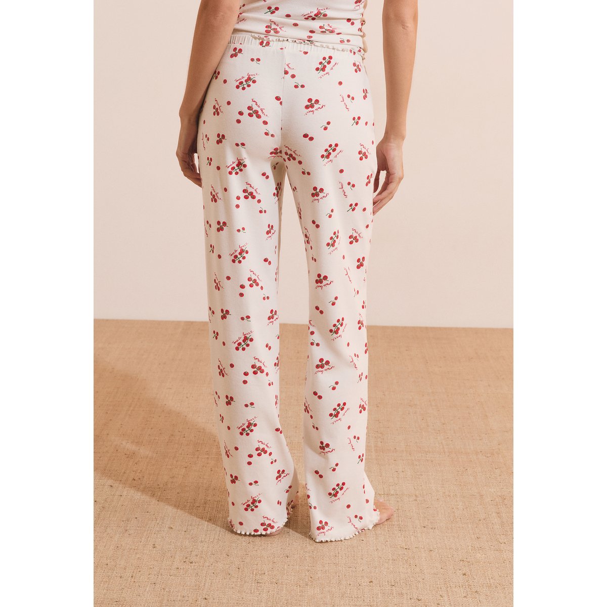 Pantalon de pyjama avec coton et motifs tomates TIGE blanc, ETAM